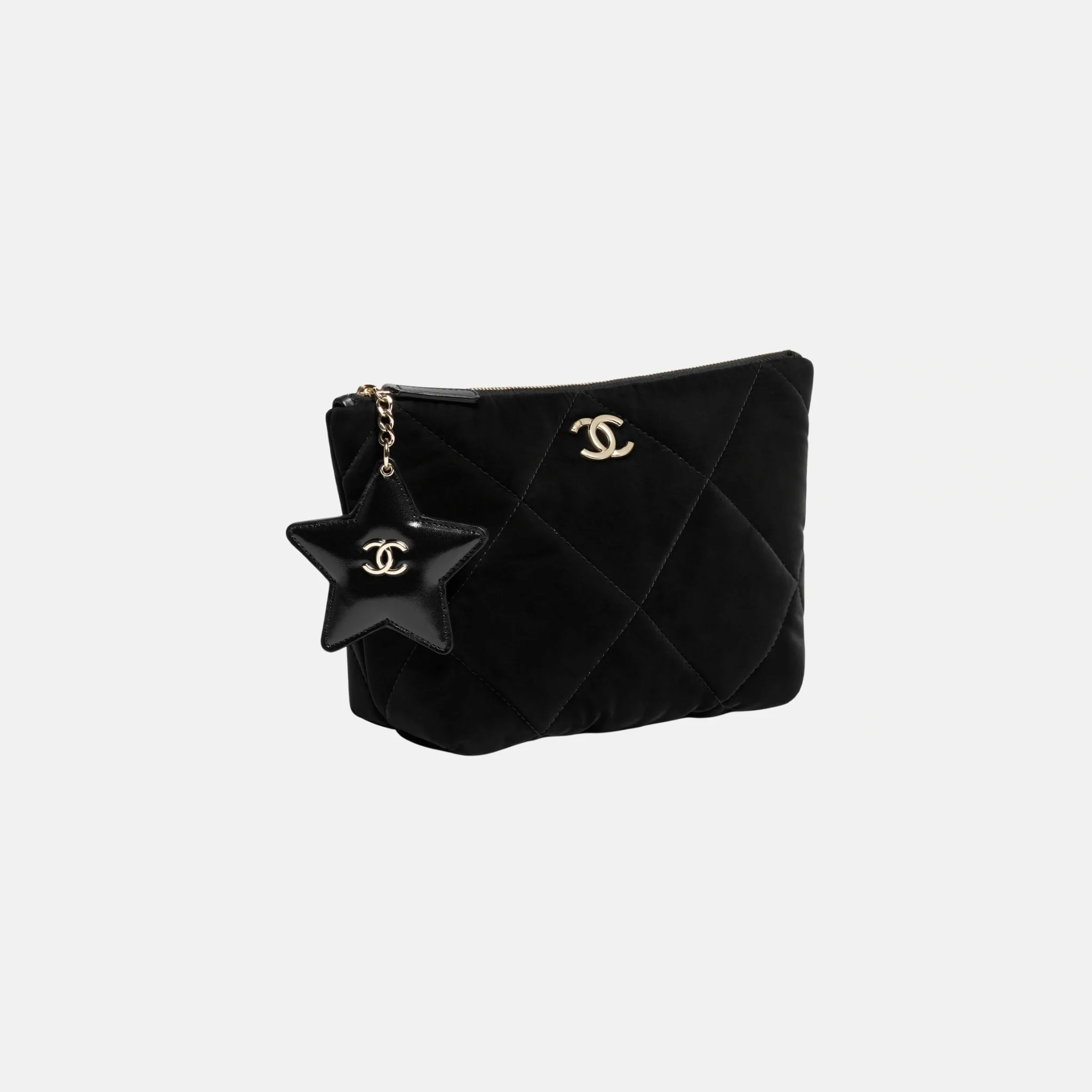 Small Zipped Case Velvet Nylon Calfskin Gold Tone Metal - Image 2