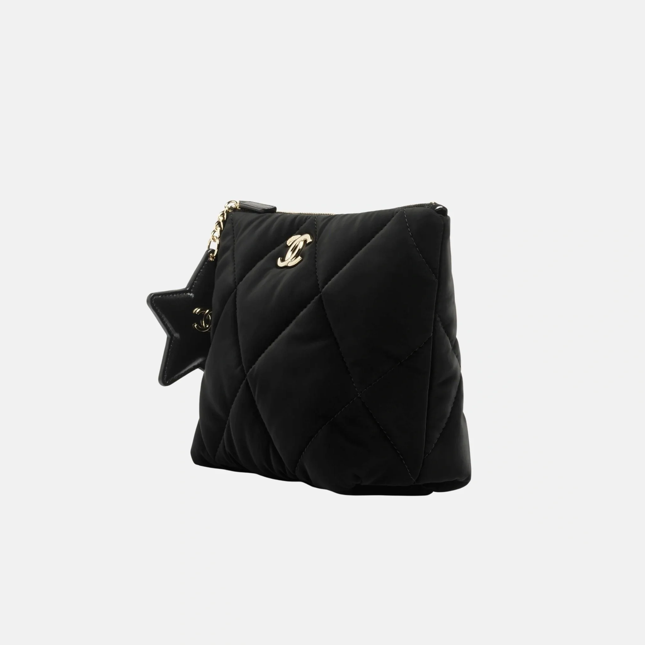 Small Zipped Case Velvet Nylon Calfskin Gold Tone Metal - Image 3