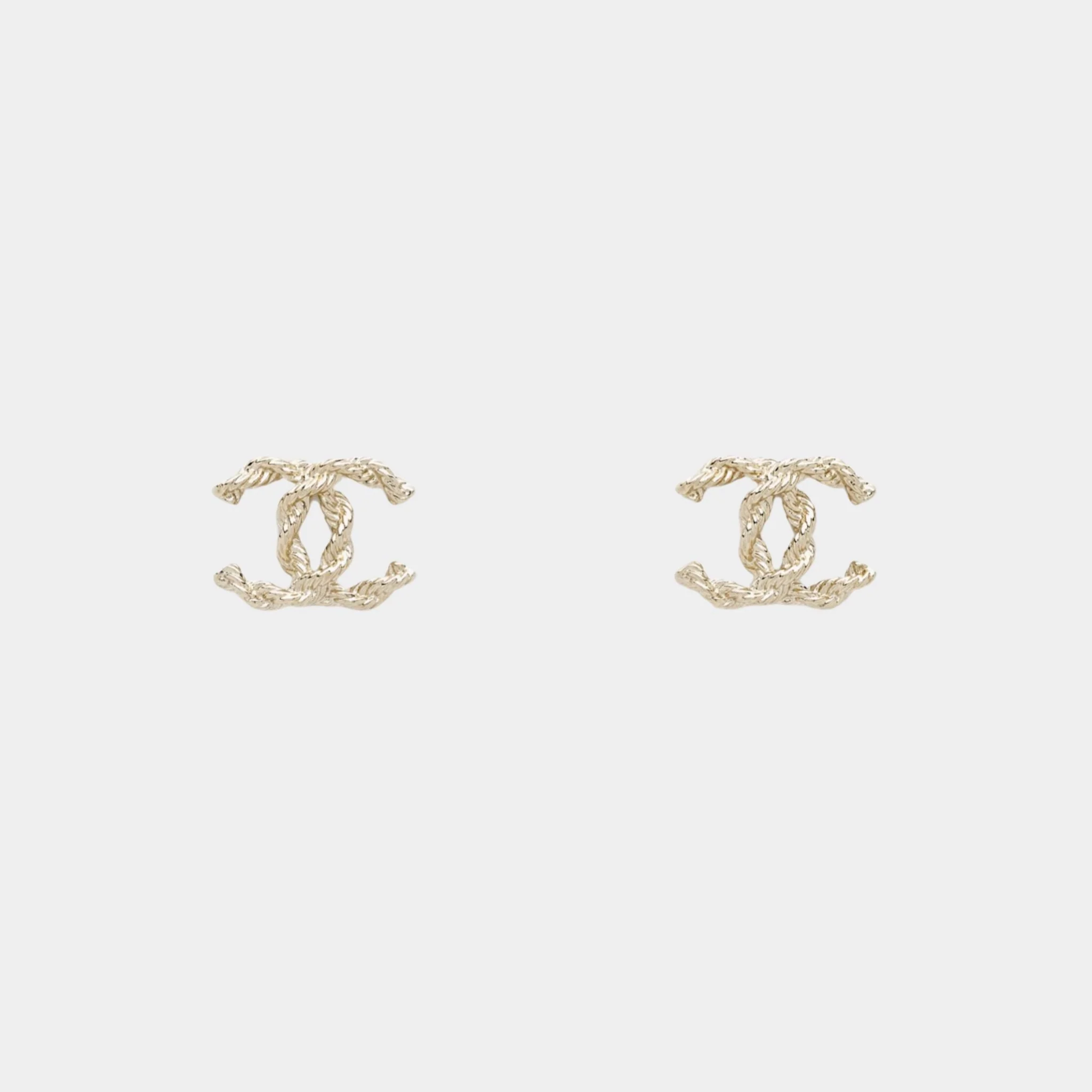 Stud Rope Chain Earrings Metal Gold