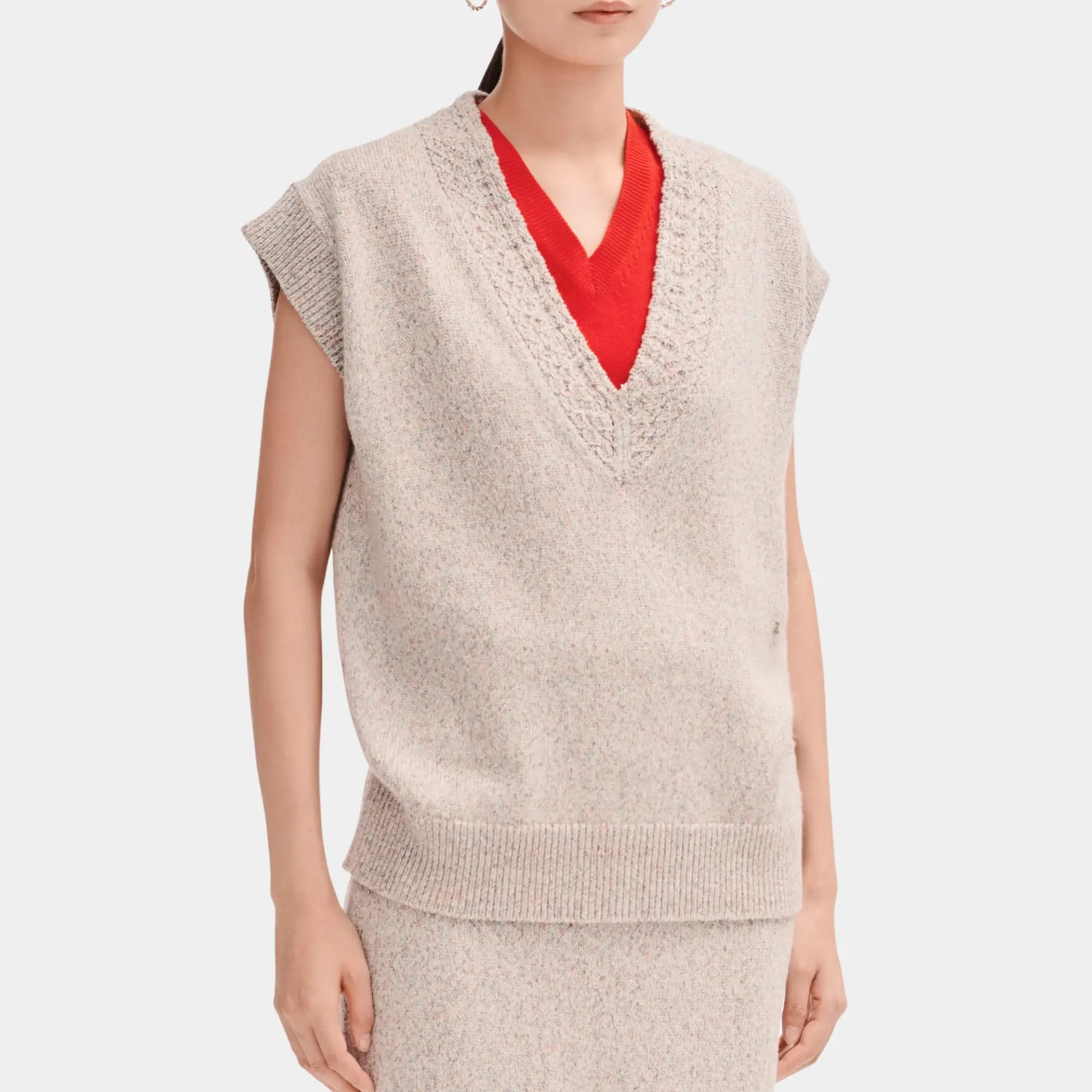 Sweater in Light Beige Linen and Cashmere