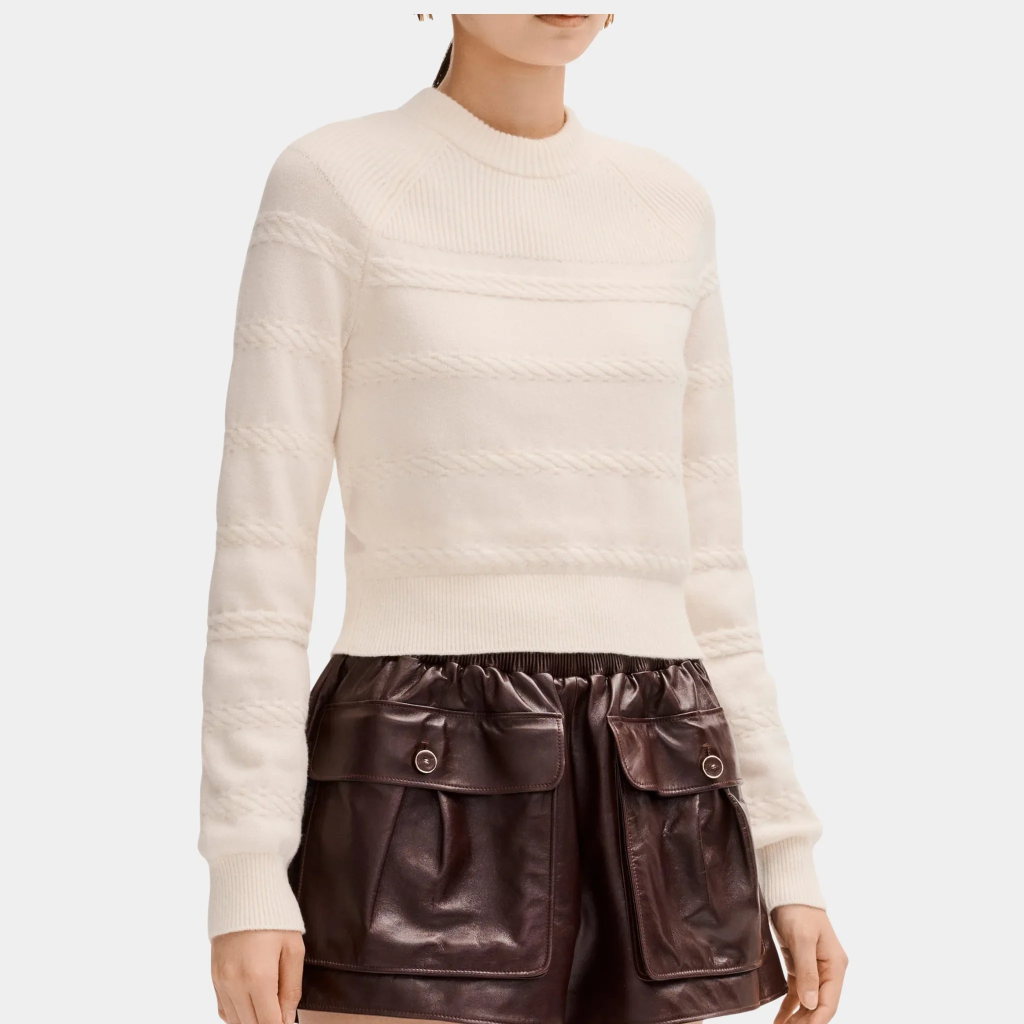 Sweater in Silk White Cashmere