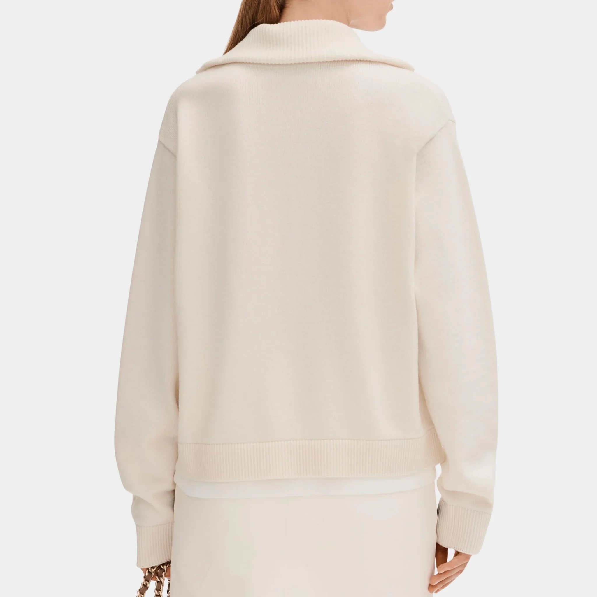 Sweater in White Cashmere and Cotton - Image 2