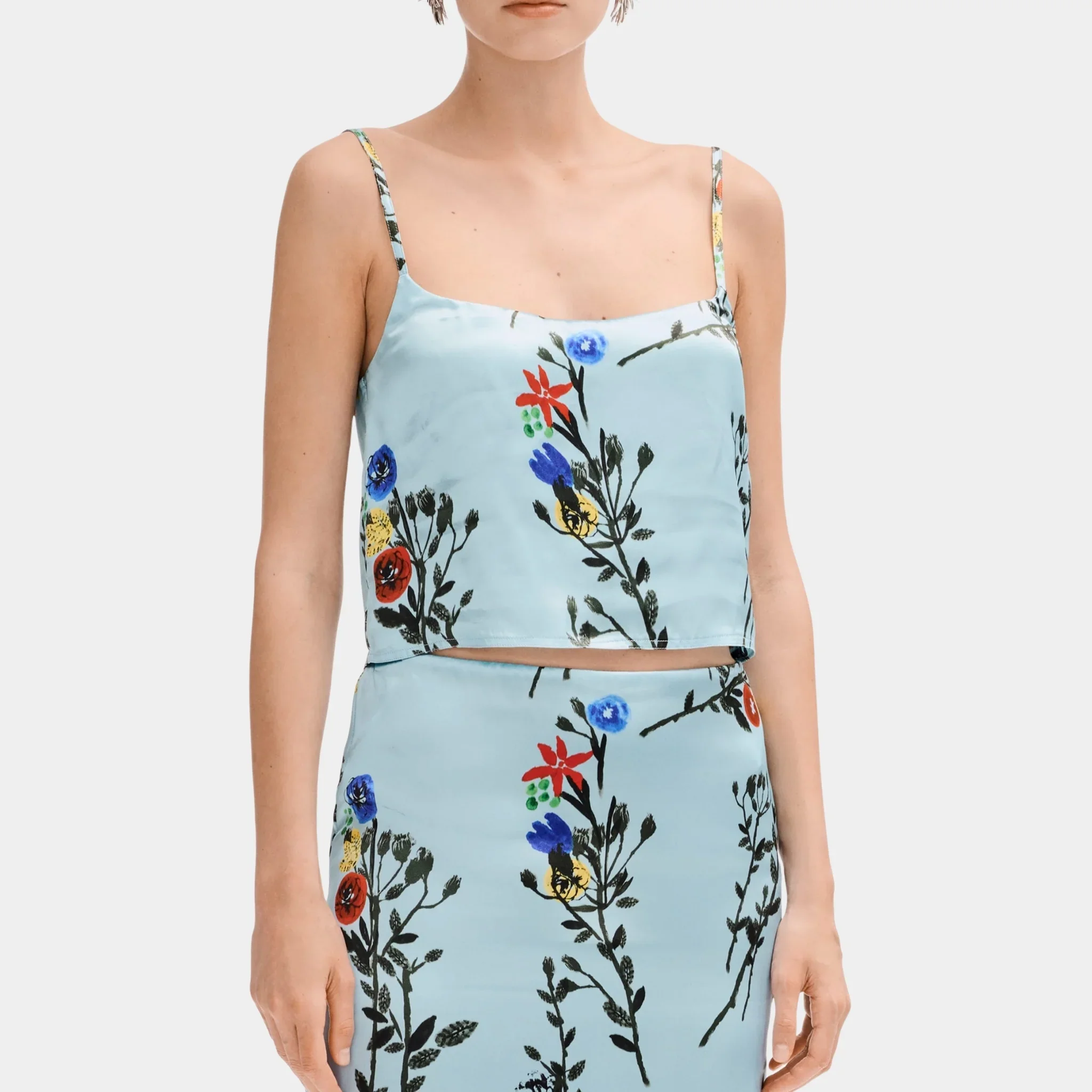 Top in Printed Silk Satin