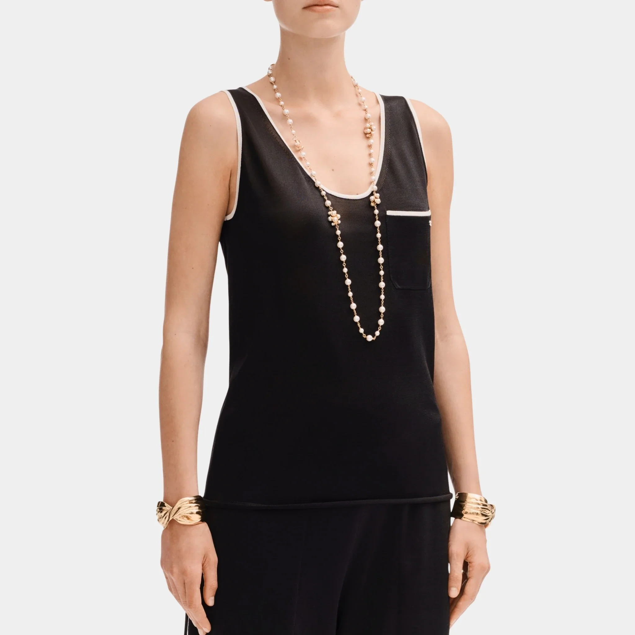 Top in Silk Black and White