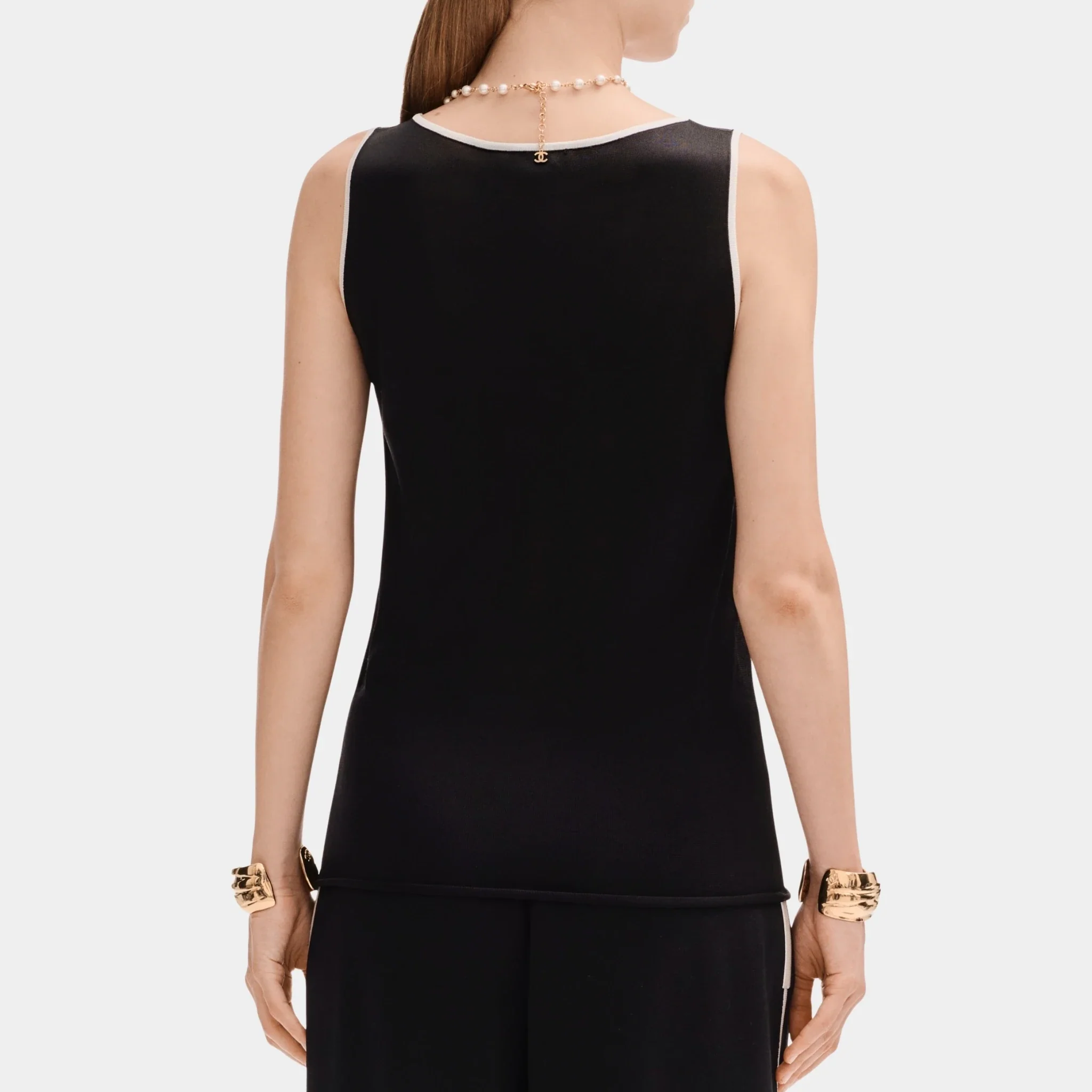 Top in Silk Black and White - Image 2