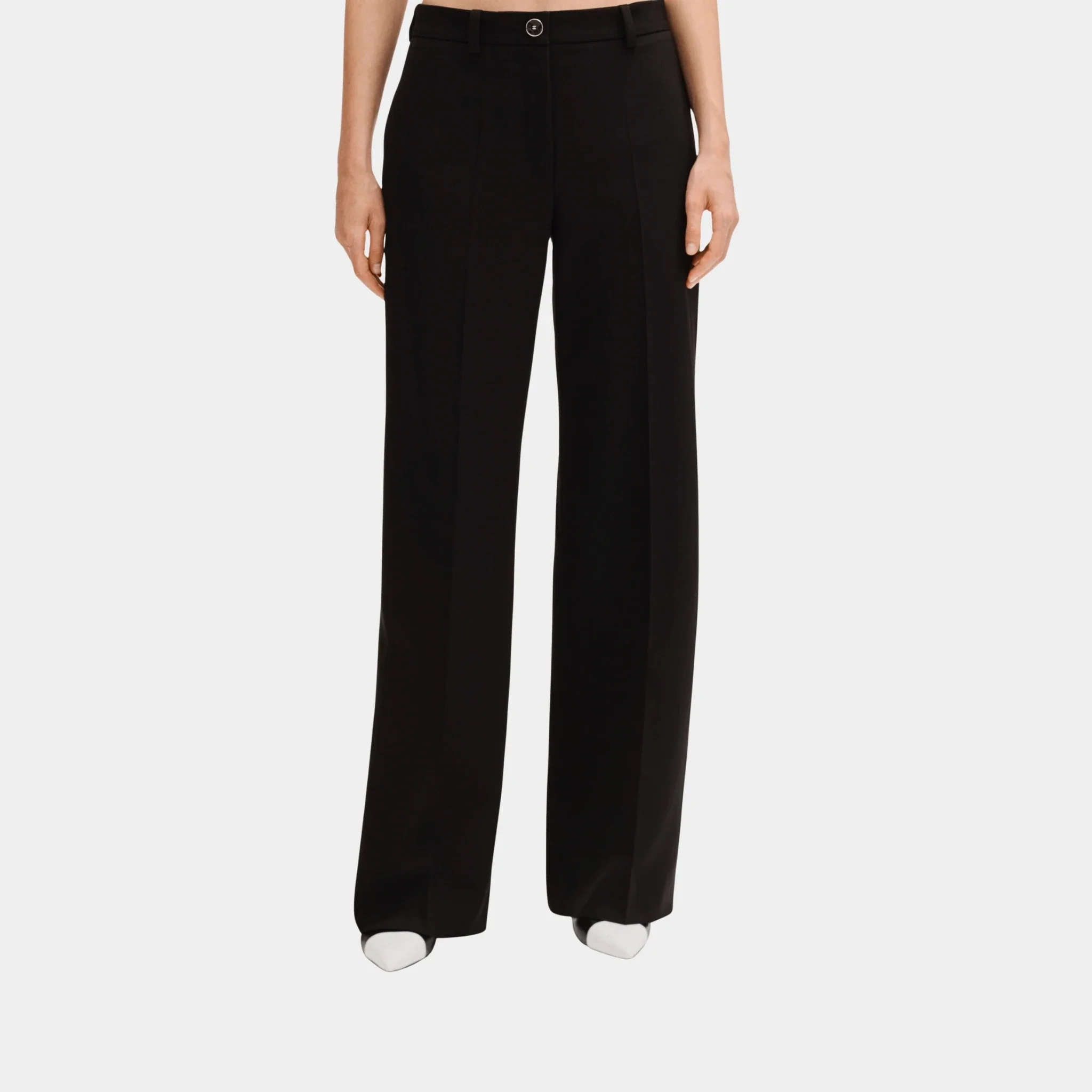 Trousers in Black Plain Wool