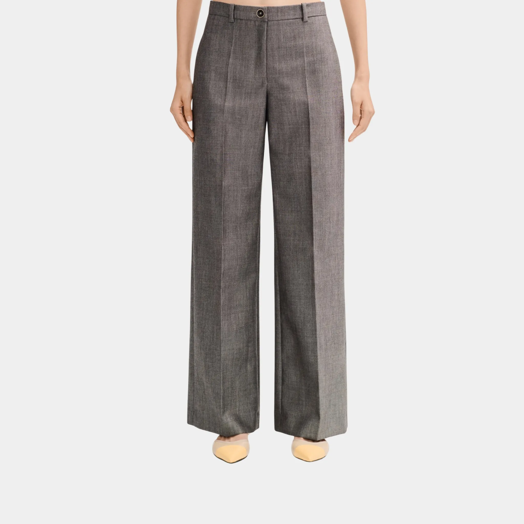 Trousers in Grey Wool Canvas