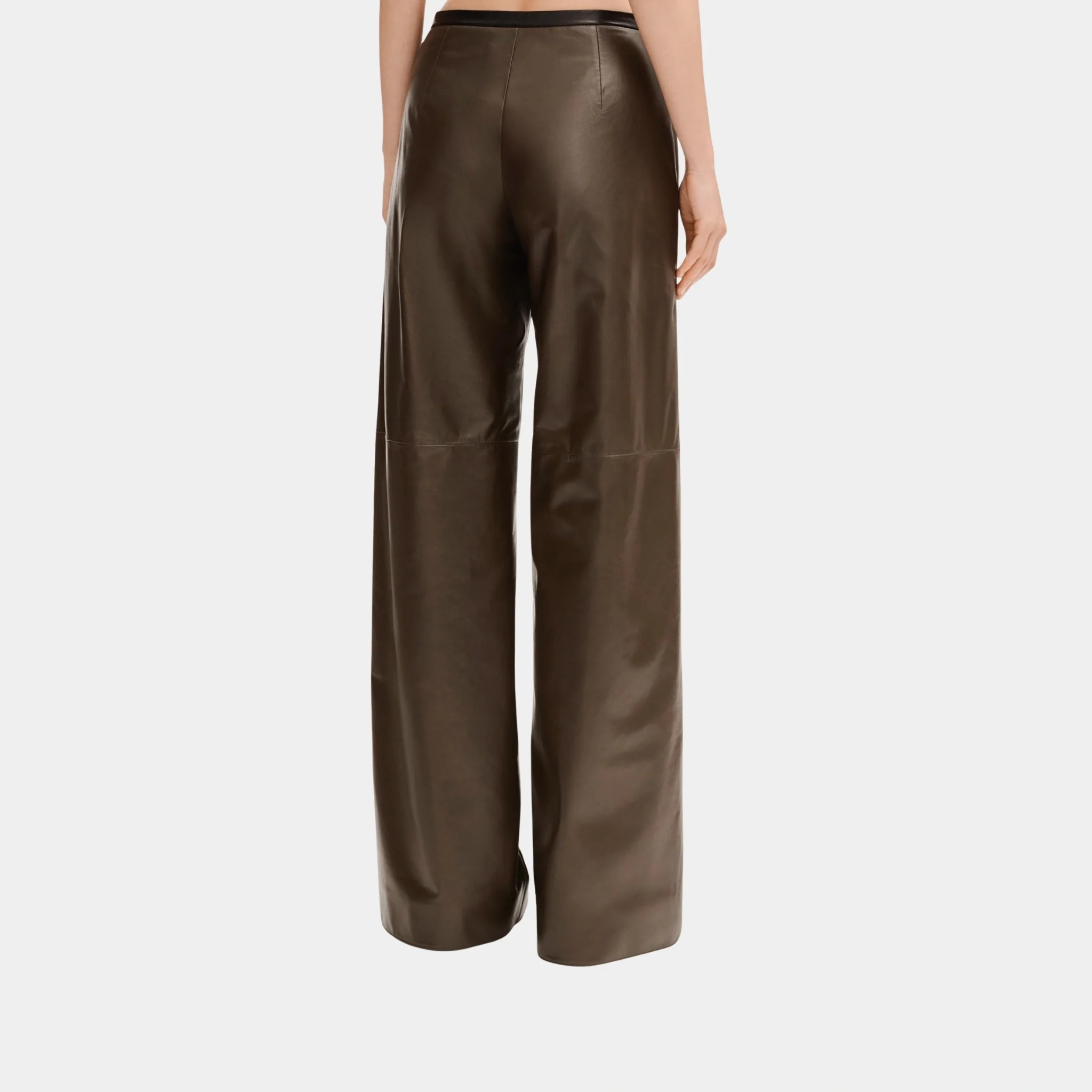 Trousers in Khaki and Black Lambskin - Image 2