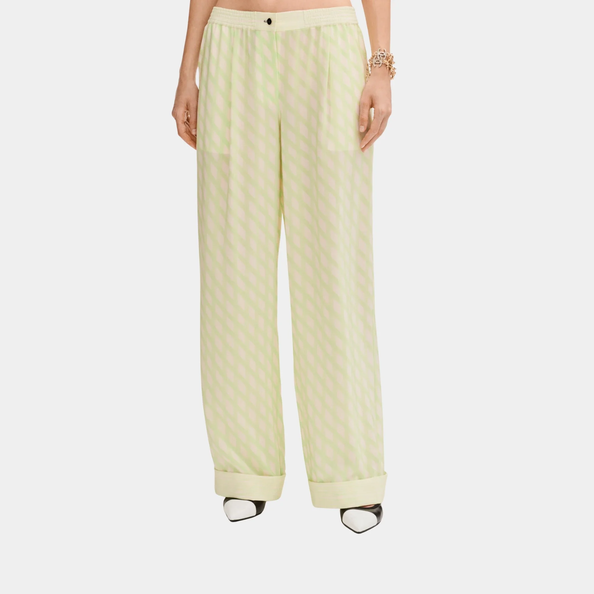 Trousers in Printed Crepe de Chine