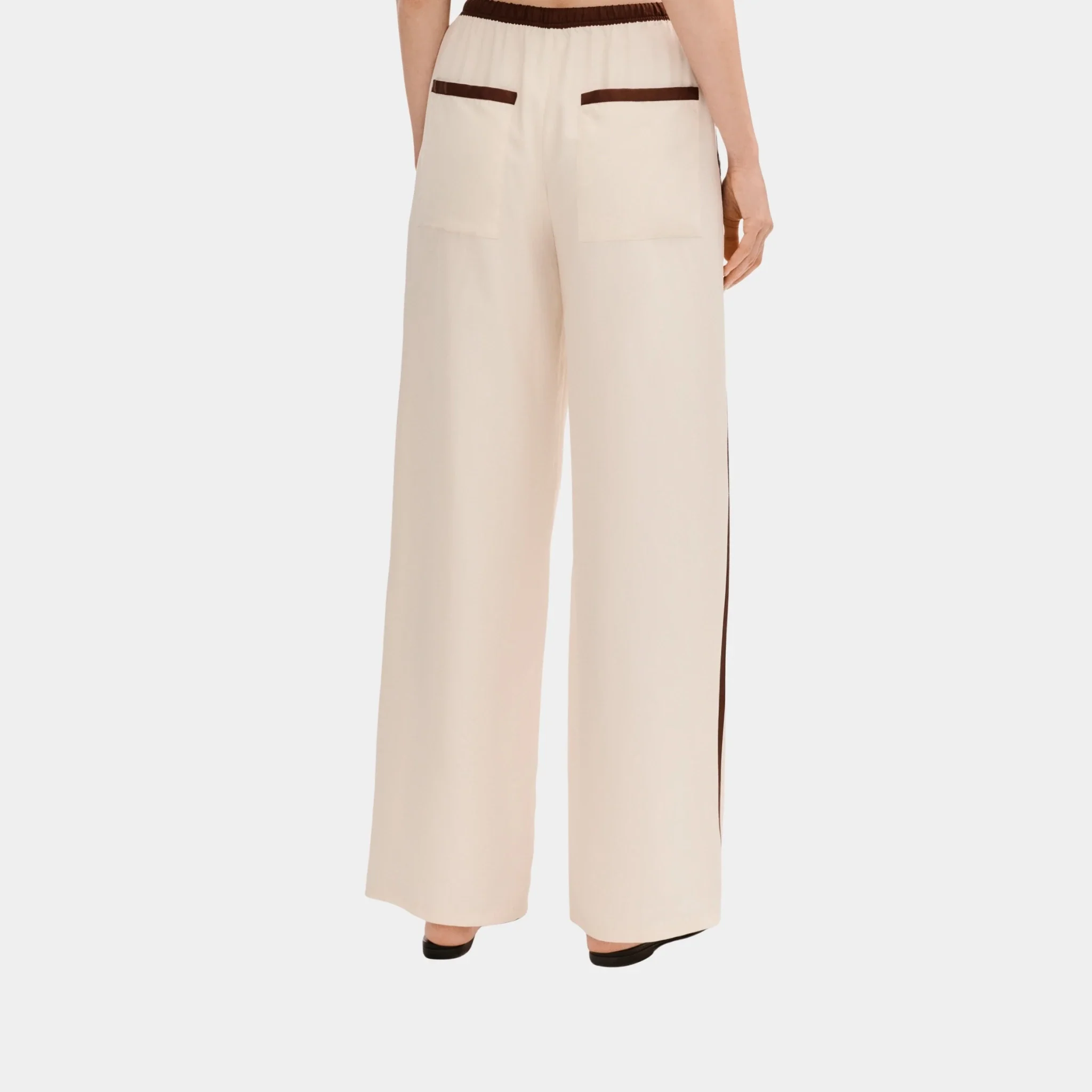 Trousers in Silk Light Yellow and Burgundy - Image 2