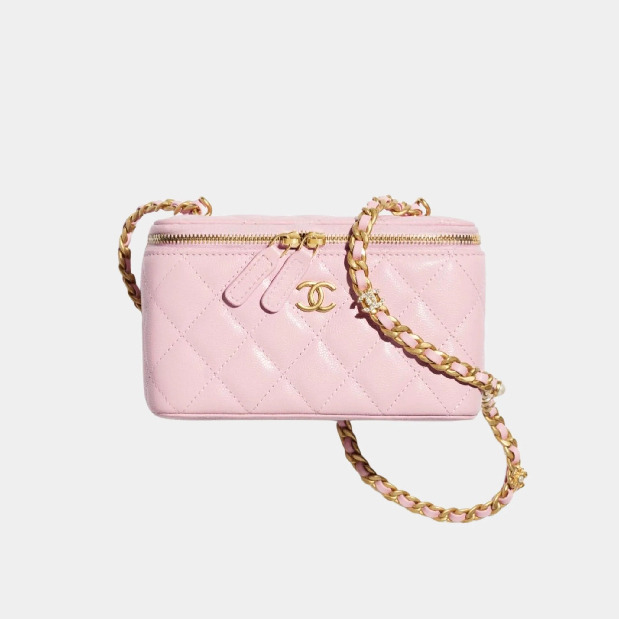 Vanity with Gold-Tone Chain in Grained Shiny Calfskin