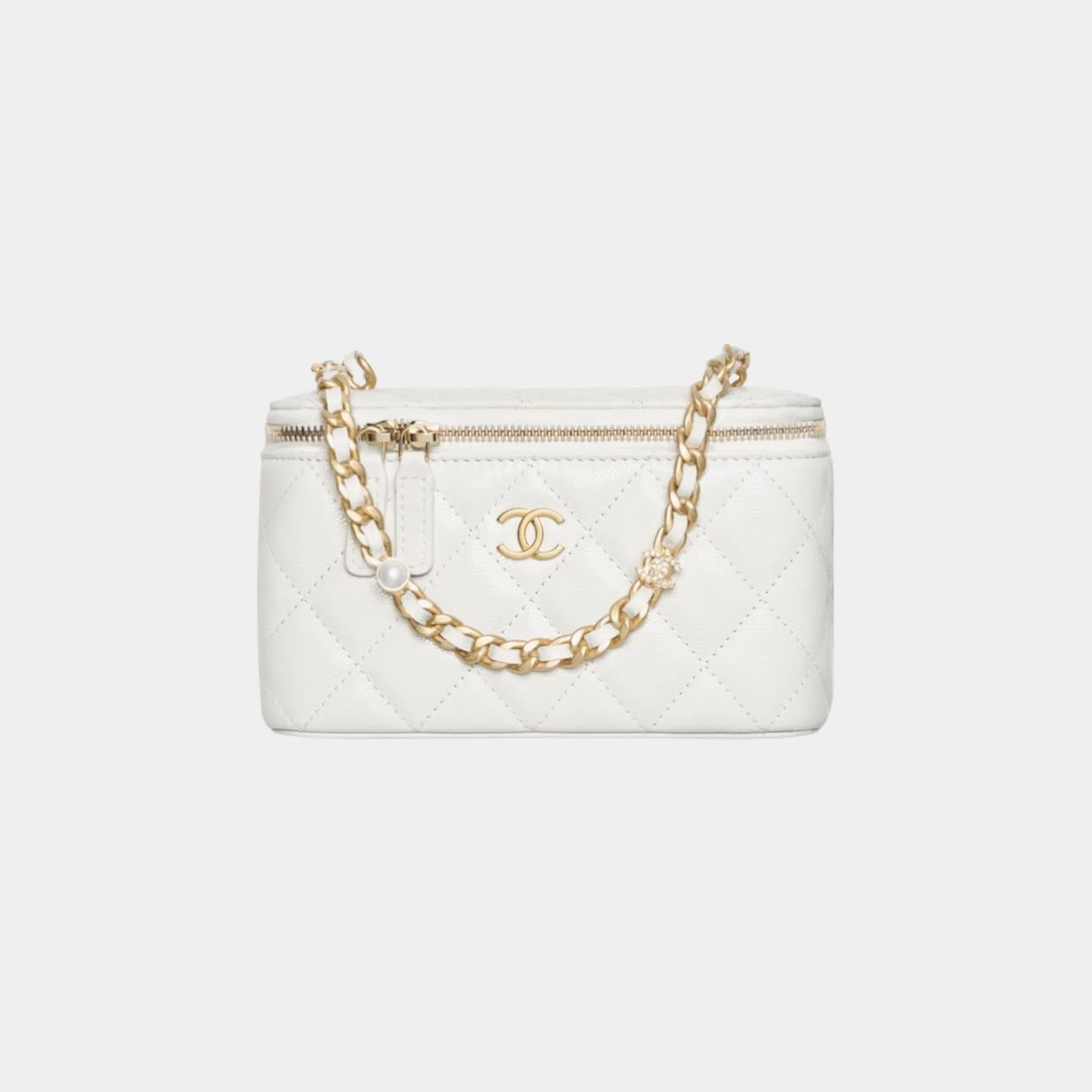Vanity with Gold-Tone Chain in Grained Shiny Calfskin - Image 2