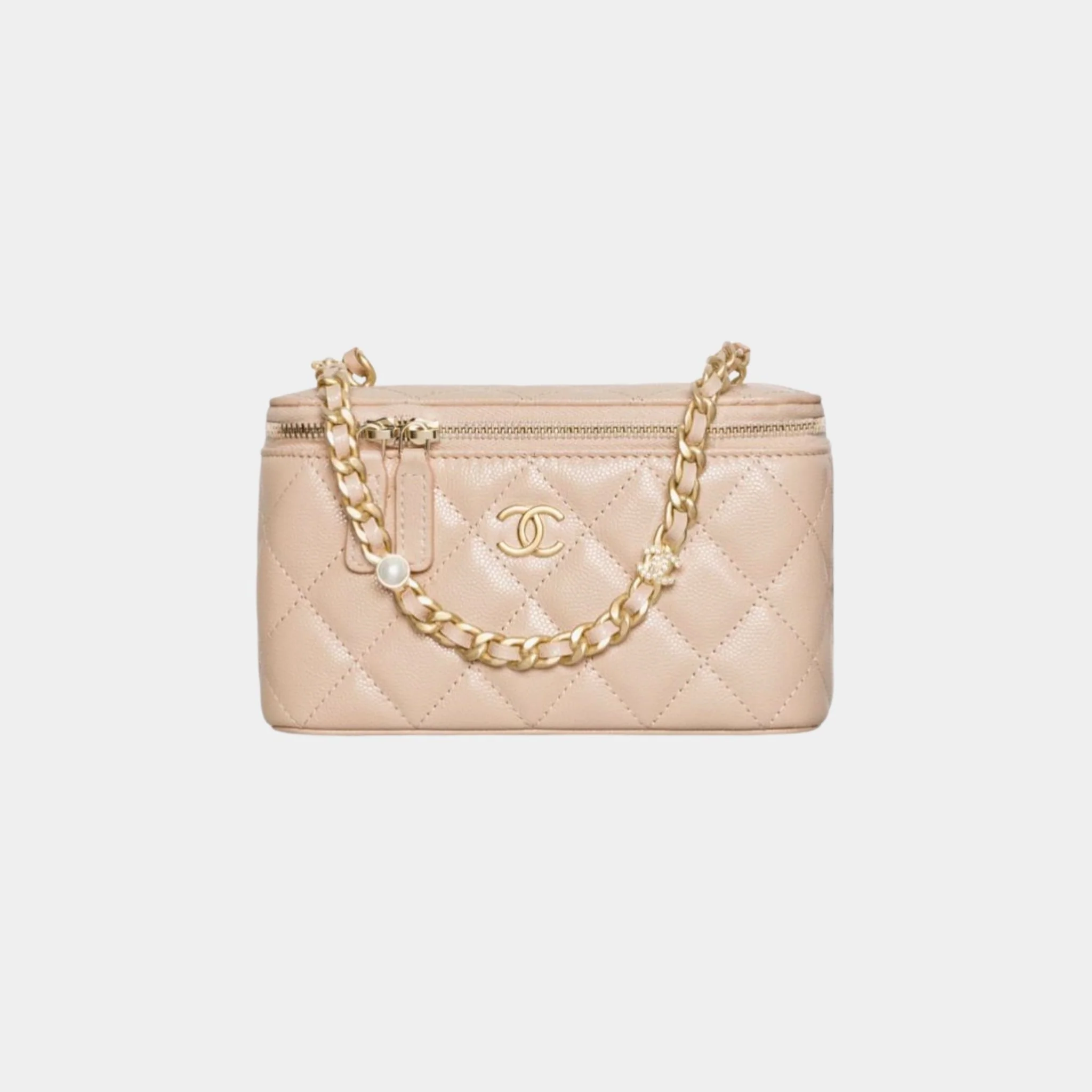 Vanity with Gold-Tone Chain in Grained Shiny Calfskin - Image 3