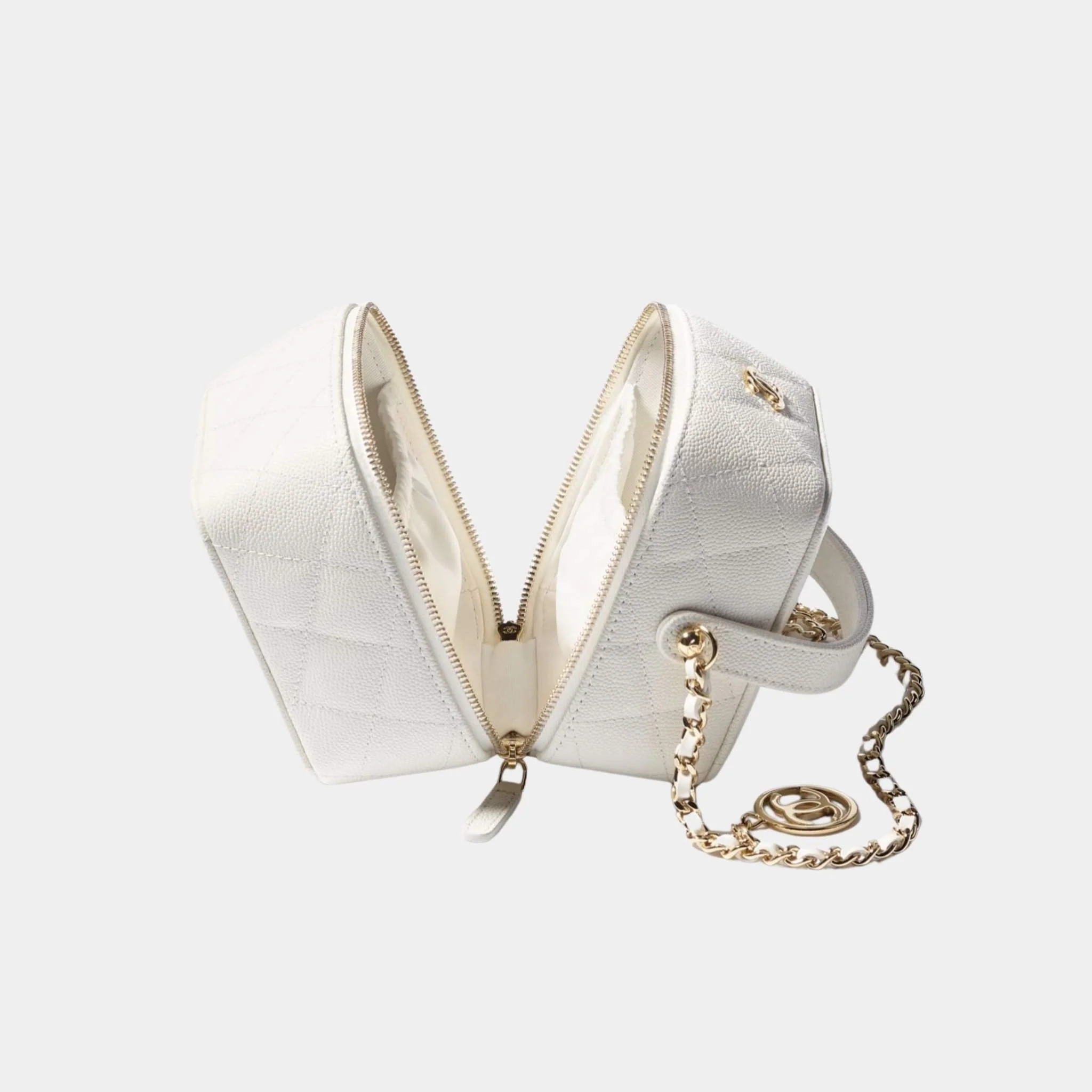 Vanity with Chain in Grained Calfskin and Gold Tone Metal - Image 3