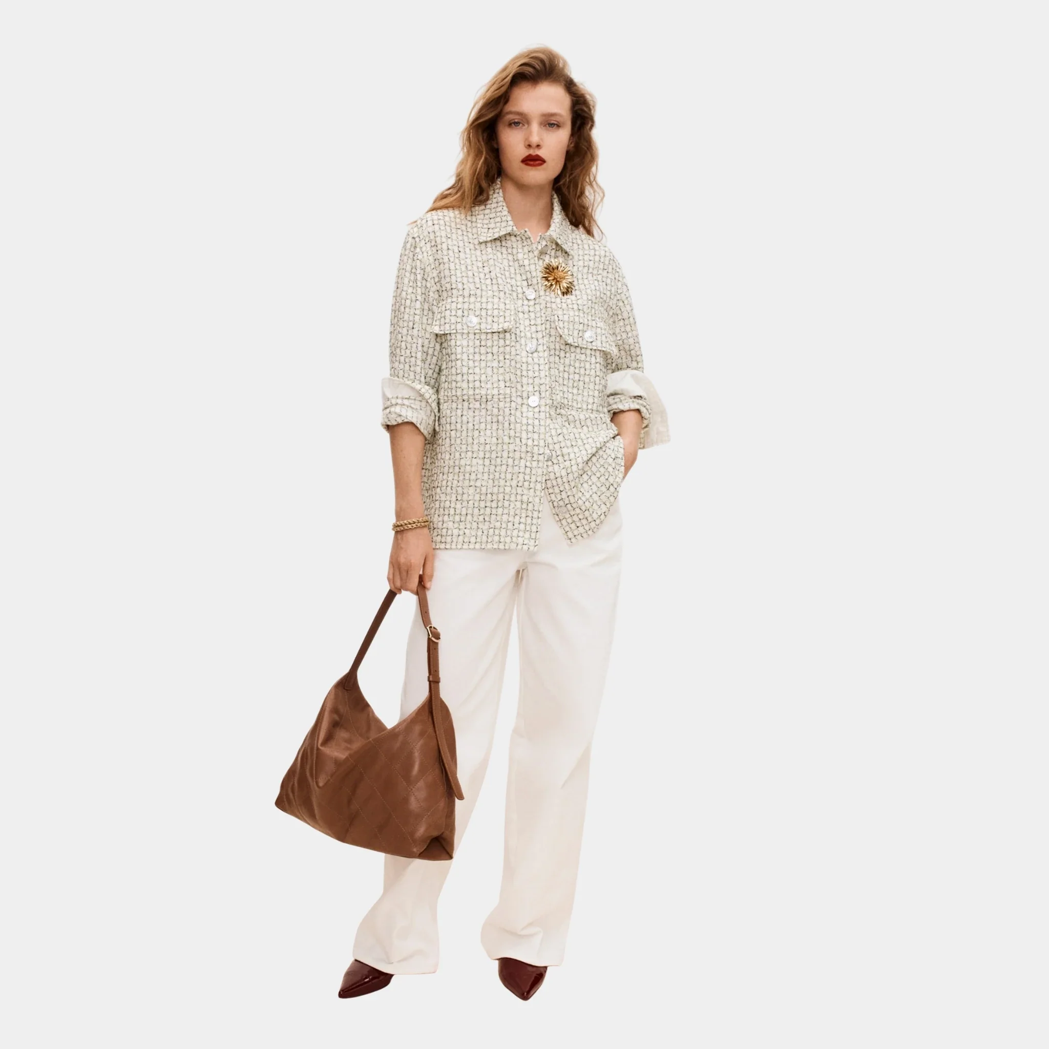 White Jeans in Embroidered Denim