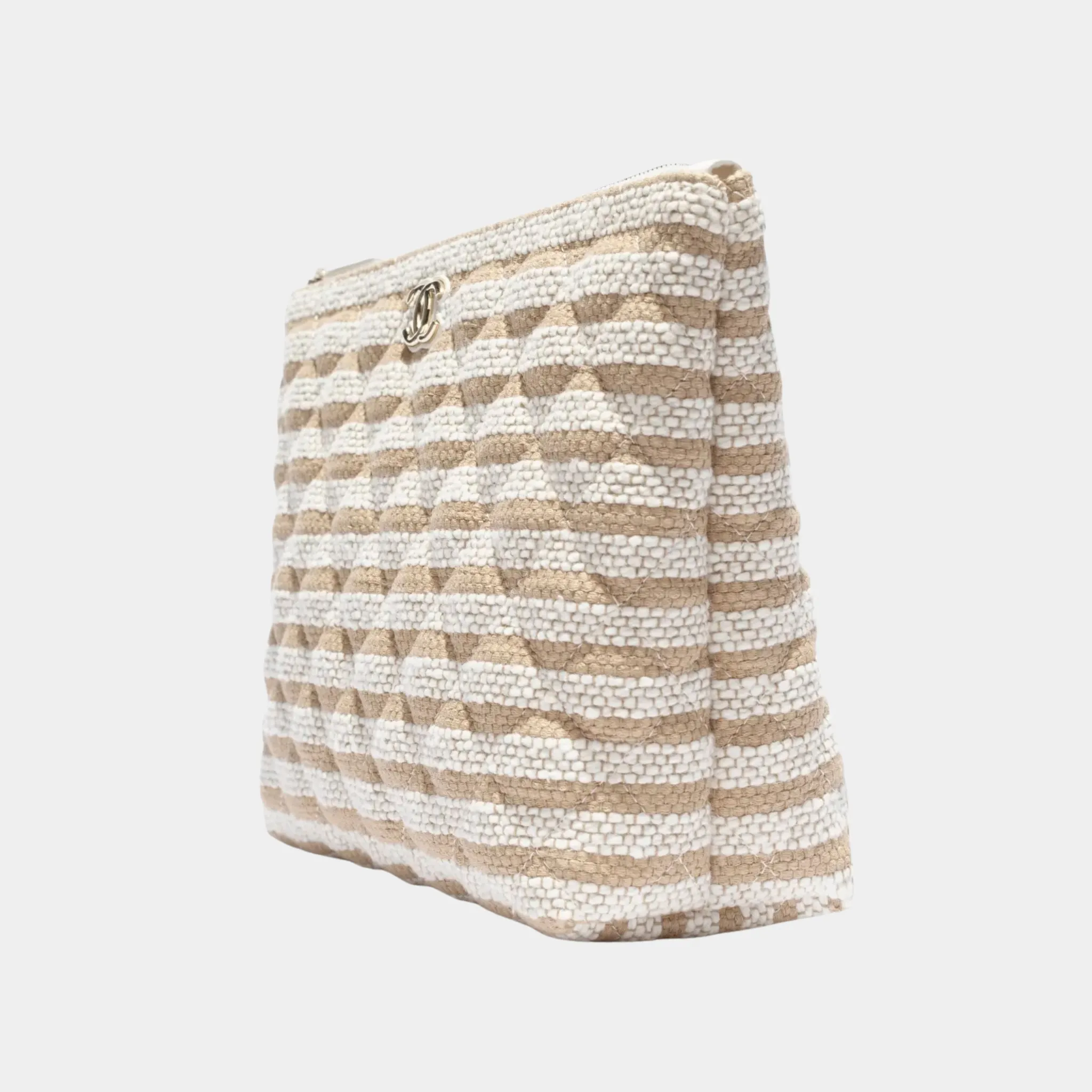 Zipped Case in Printed Fabric & Gold Metal - Image 2