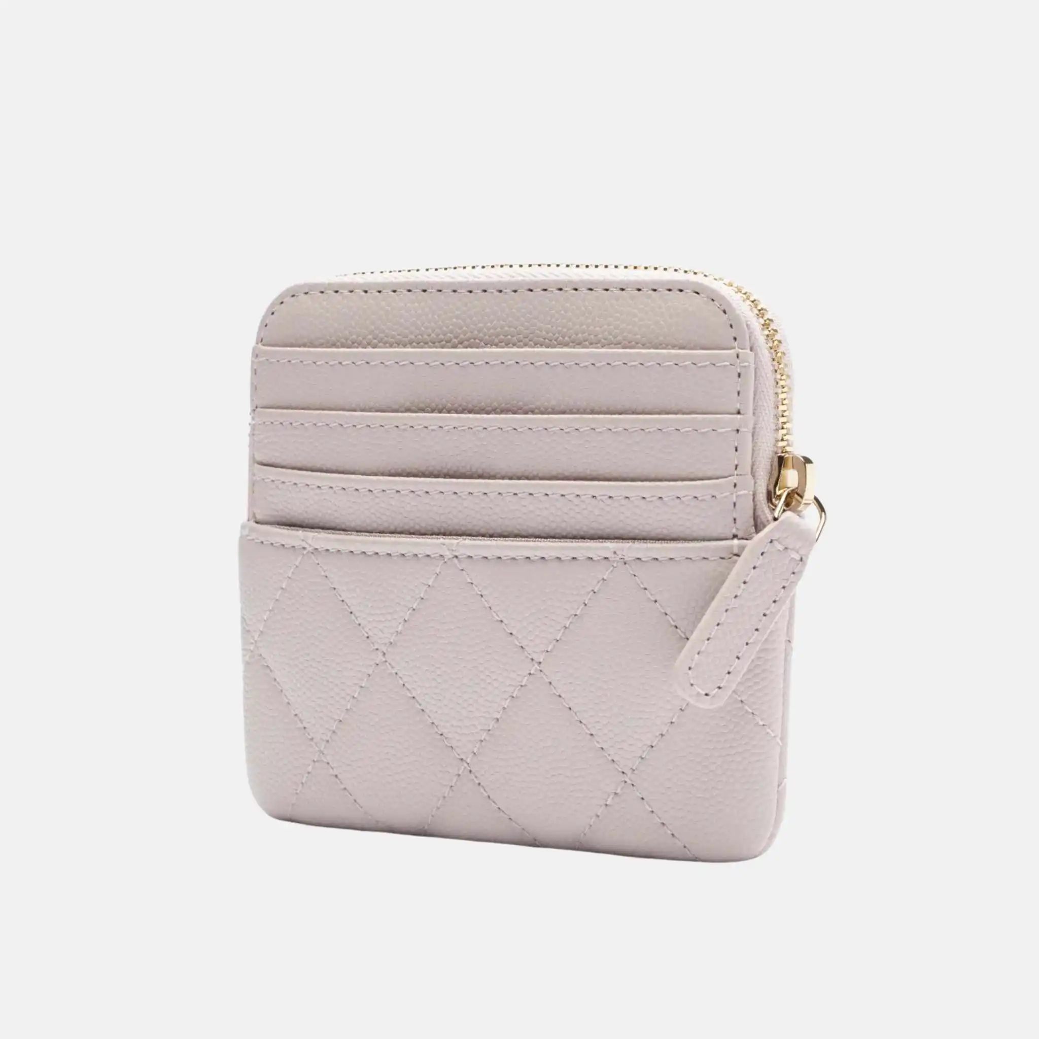 Zipped Coin Purse Shiny Grained Calfskin Strass Gold Tone Metal - Image 2