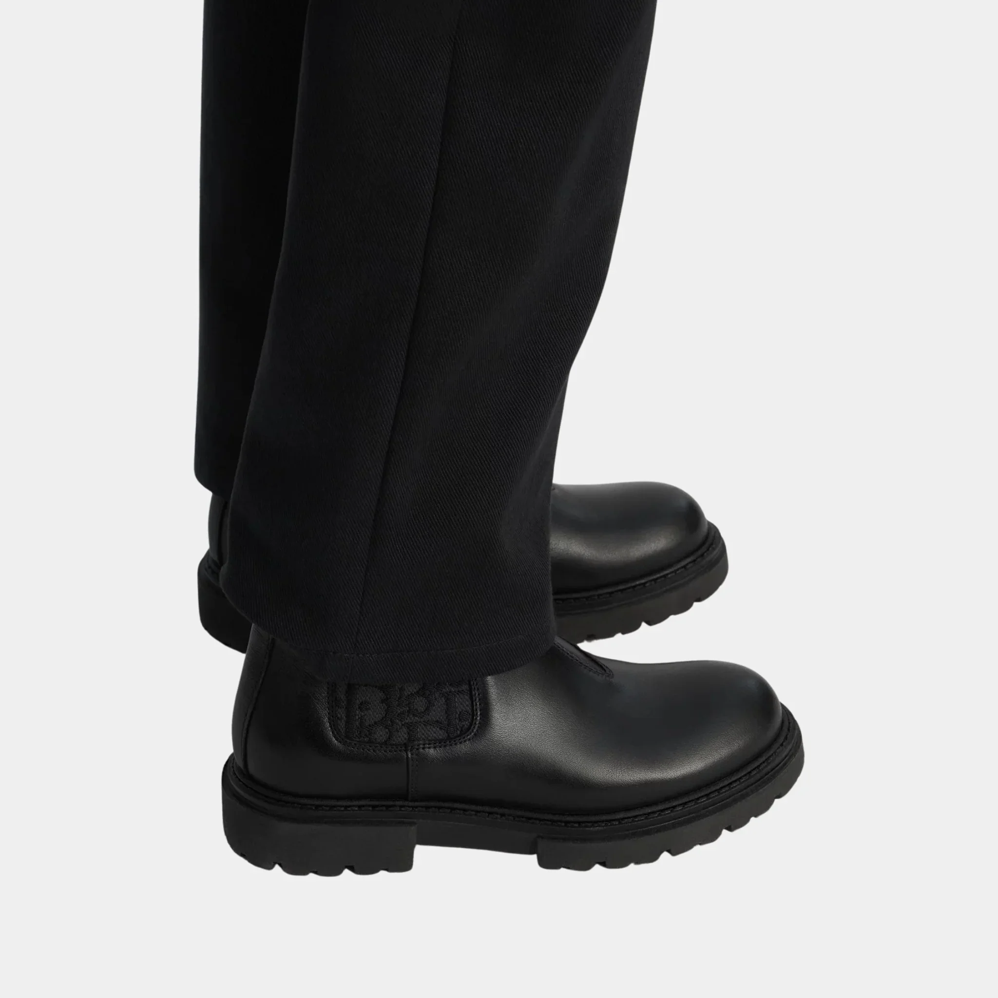 Childrens Chelsea Boots Black Calfskin and Jacquard Canvas - Image 3