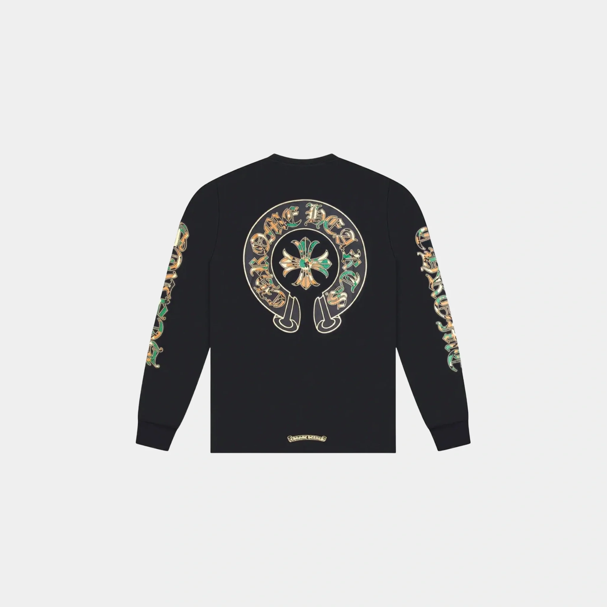 Cross & Horse Shoe Logo L/S Tee Black & Camo - Image 2