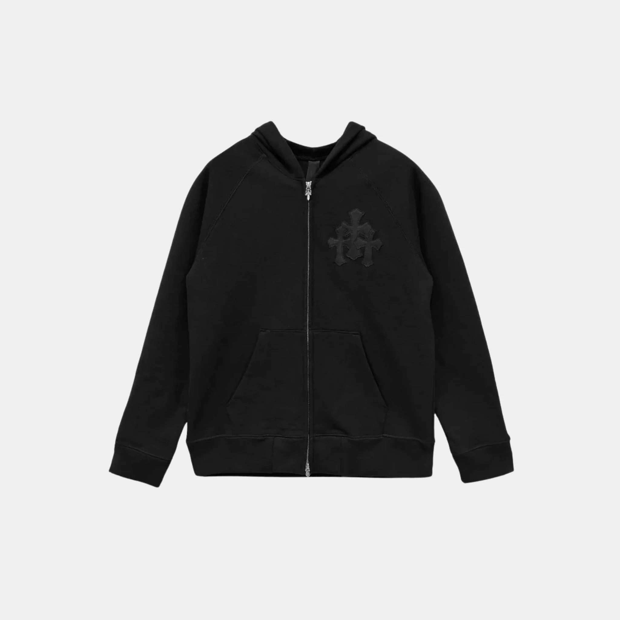 Leather Cross Logo Hoodie