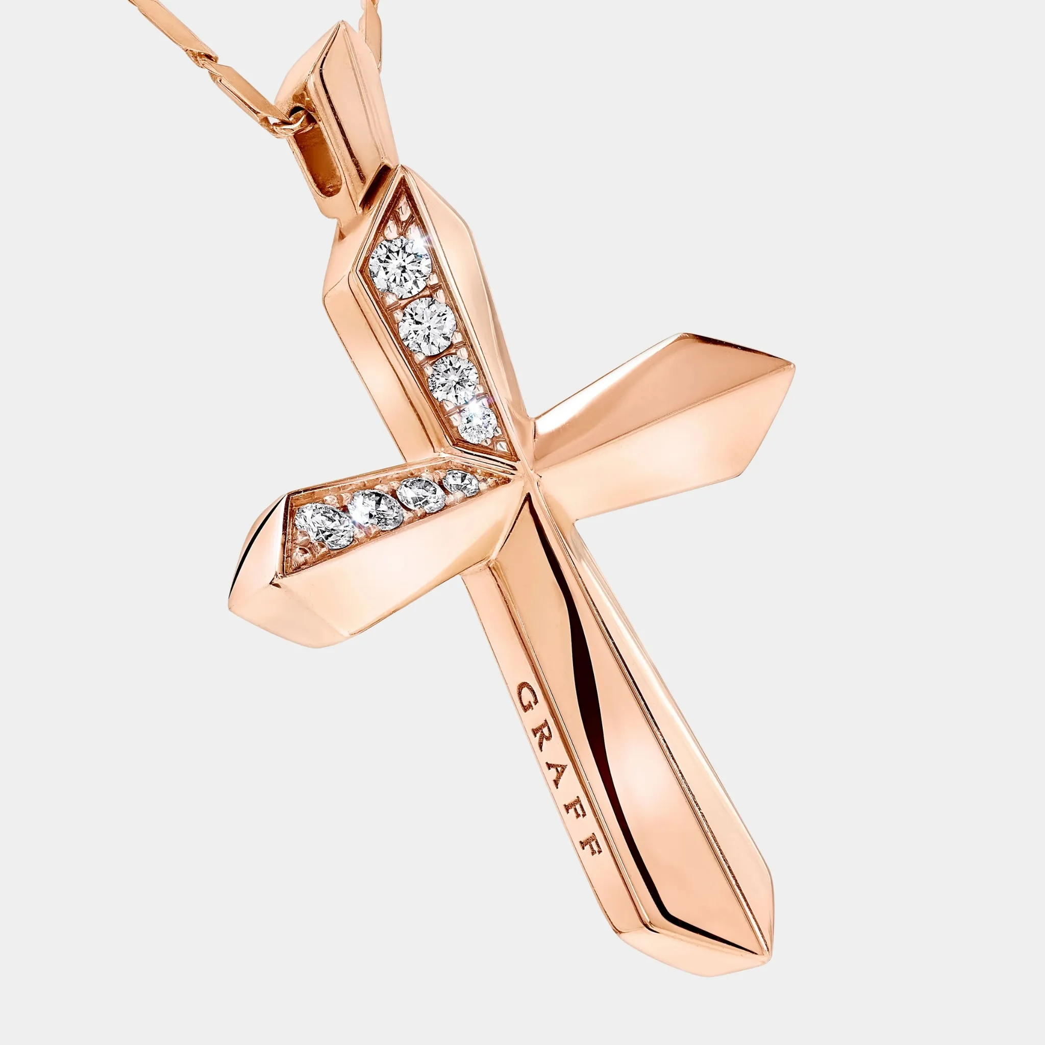 Classic Graff Cross Pendant Rose Gold - Image 2