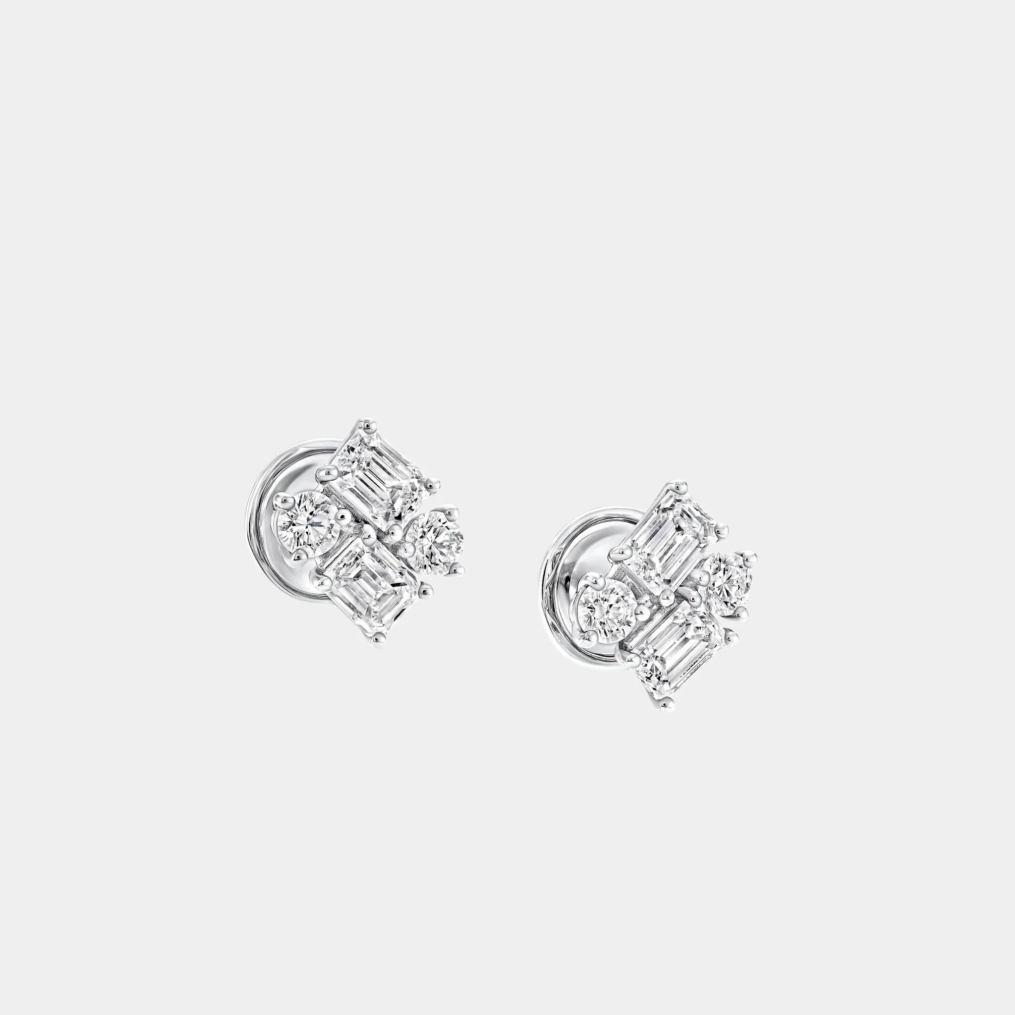 Classic Graff Emerald Cut and Round Diamond Earrings - Image 2
