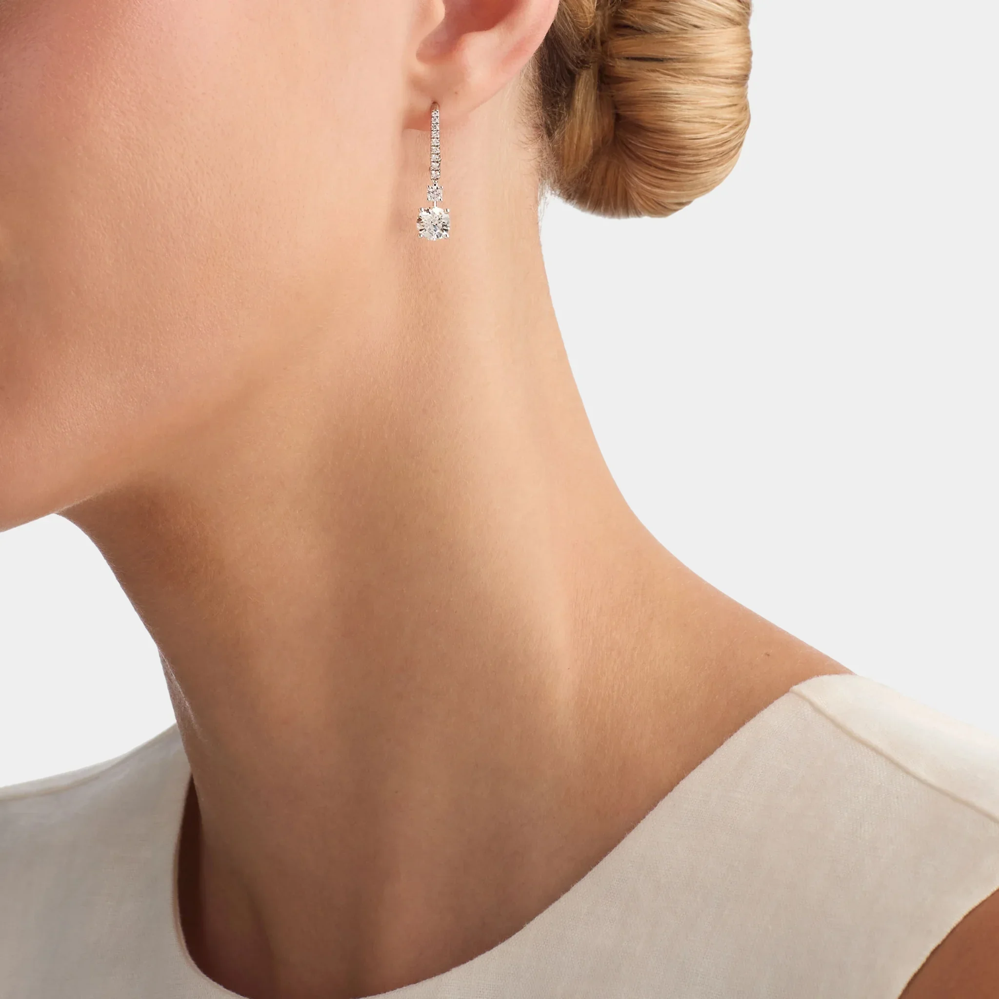 Classic Graff Round Diamond Solitaire Earrings - Image 2
