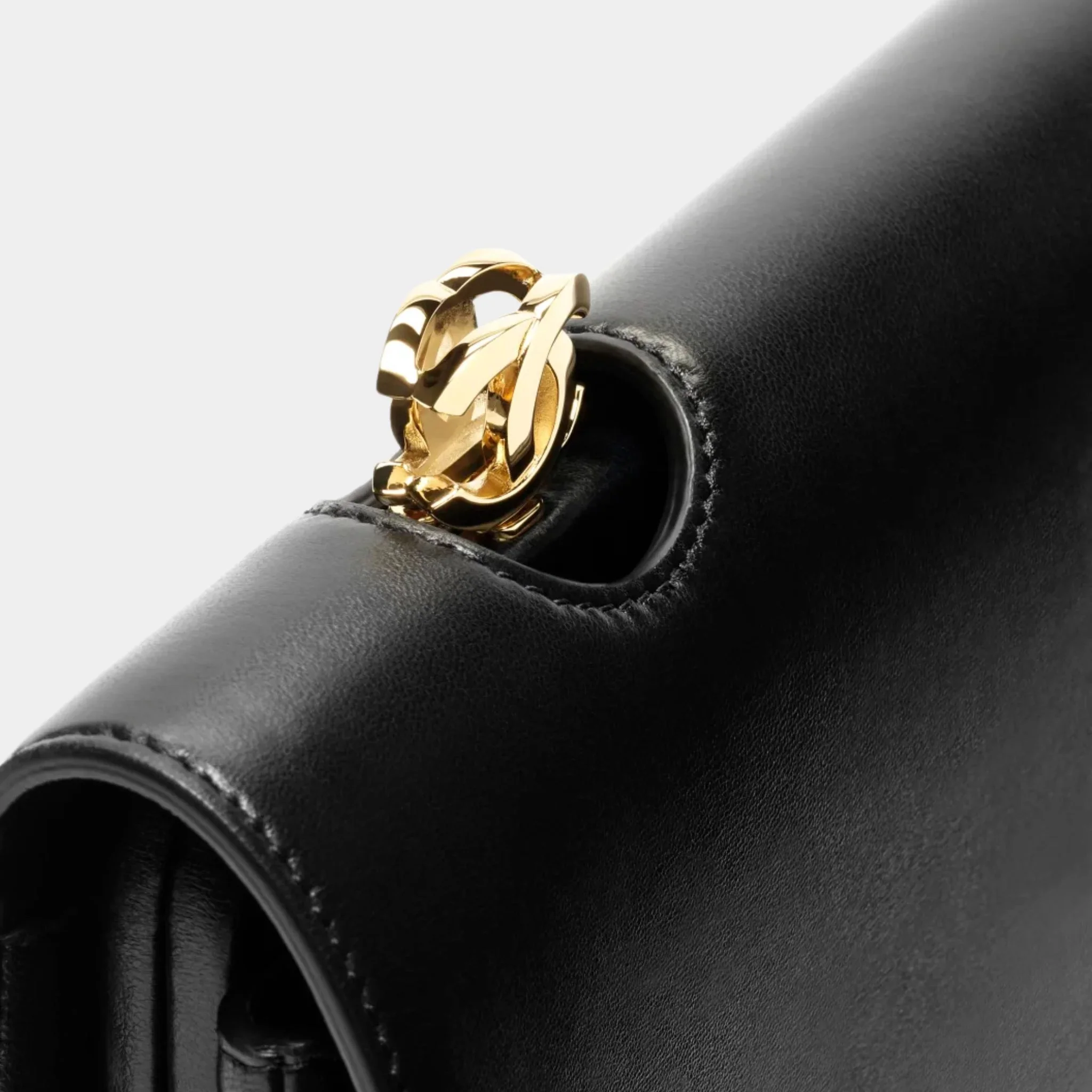 Clutch Bag Shiny Lamb & Gold-Plated Metal Black - Image 3