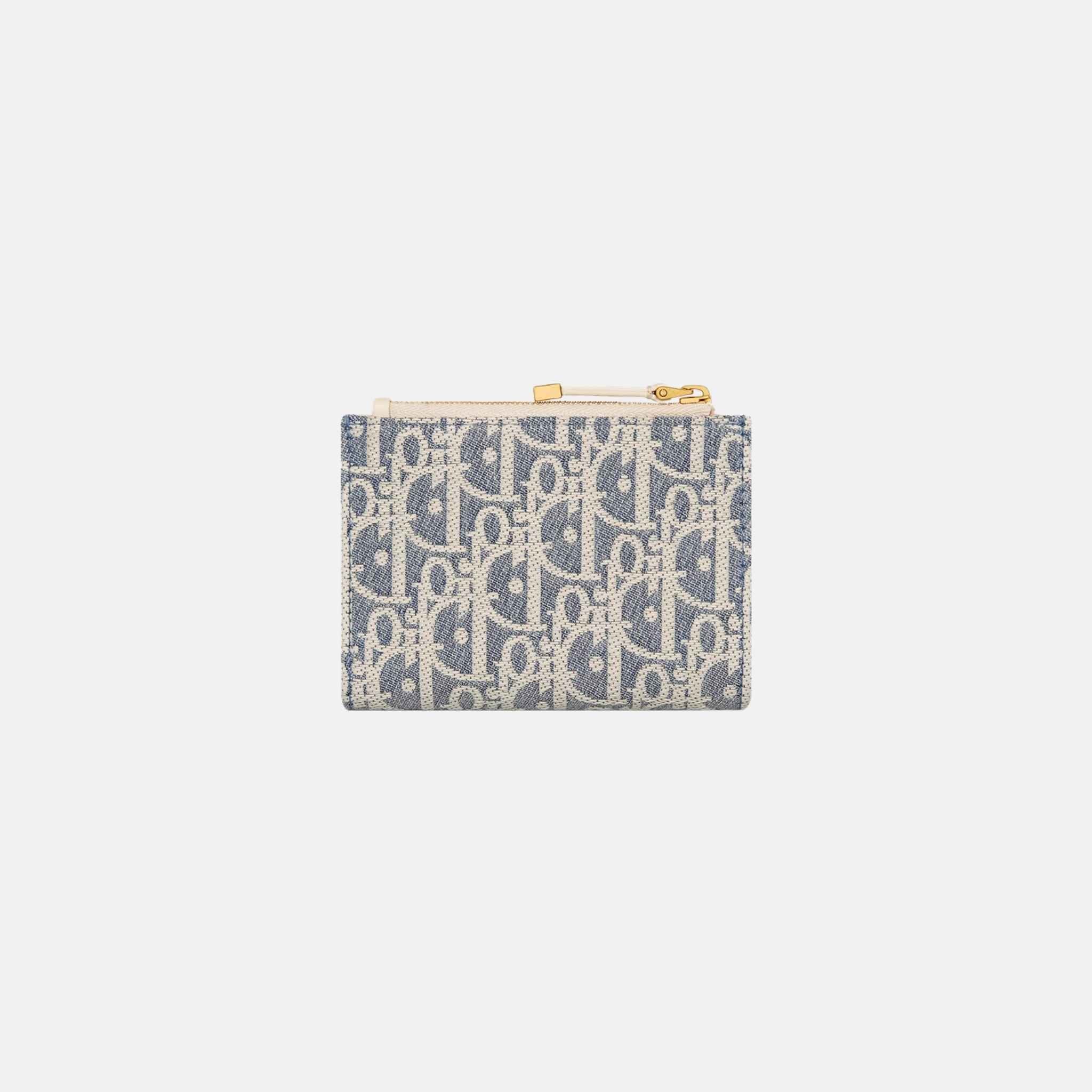 Dior 30 Montaigne Dahlia Wallet with Raffia and Calfskin - Image 3