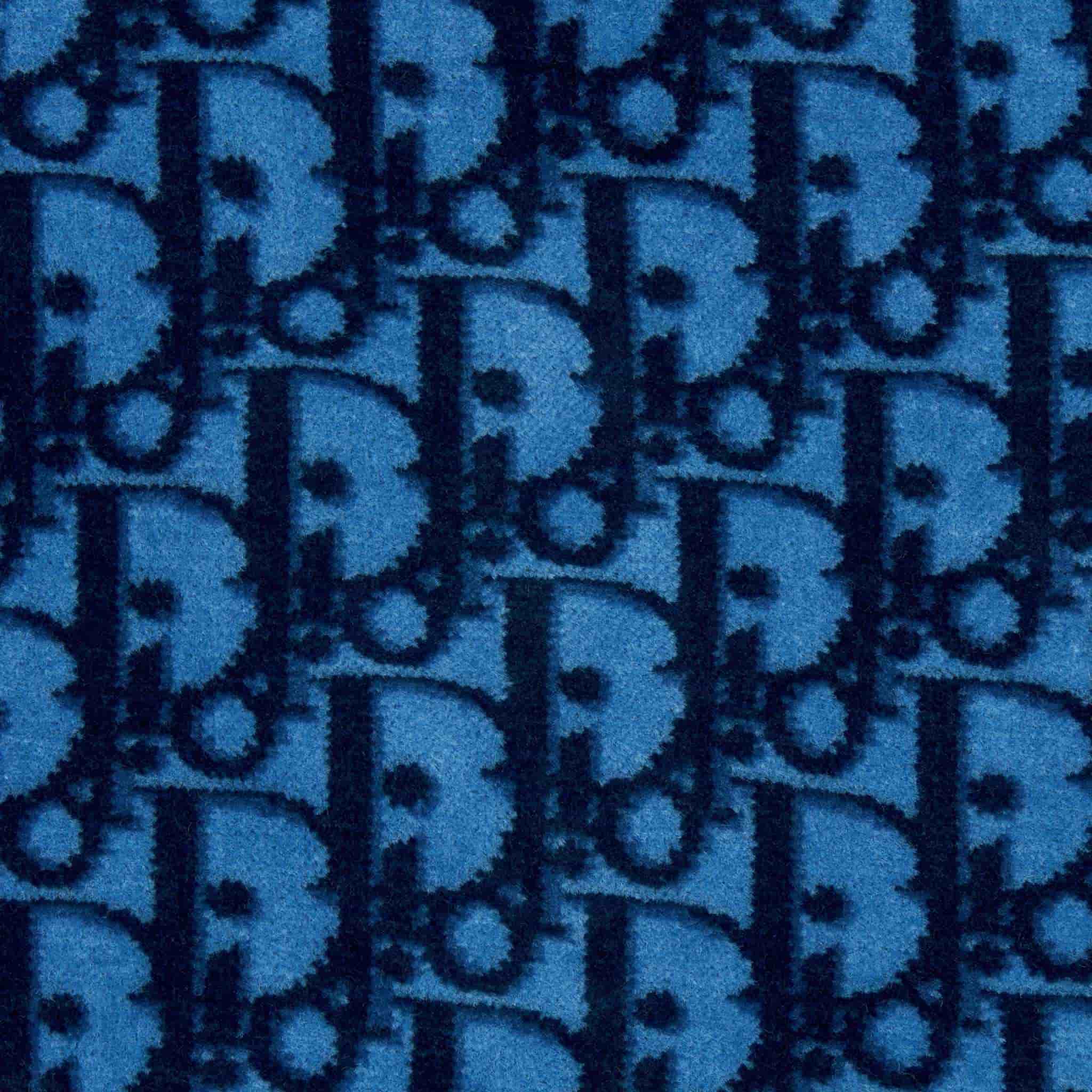 Baby A Line Dress Blue Dior Oblique Velvet Jacquard - Image 3
