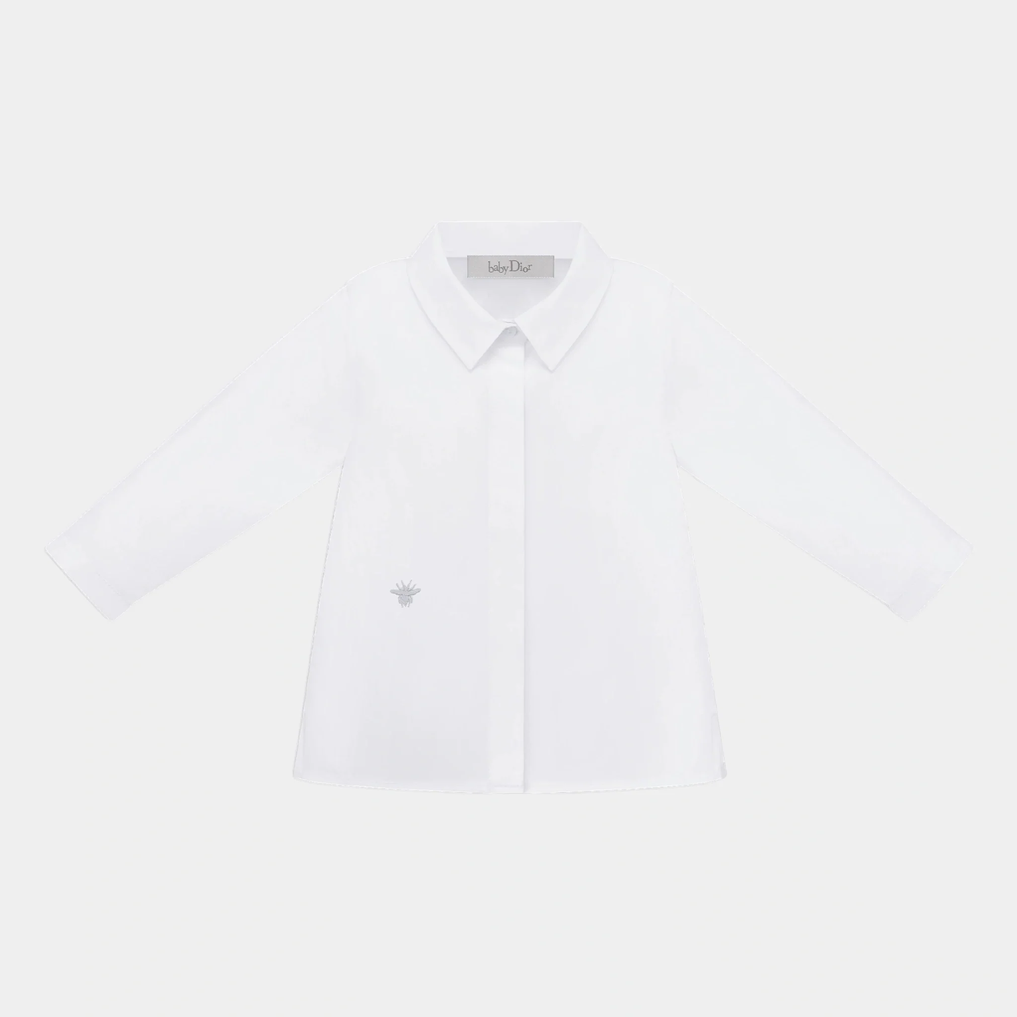 Baby Shirt White Cotton-Blend Poplin