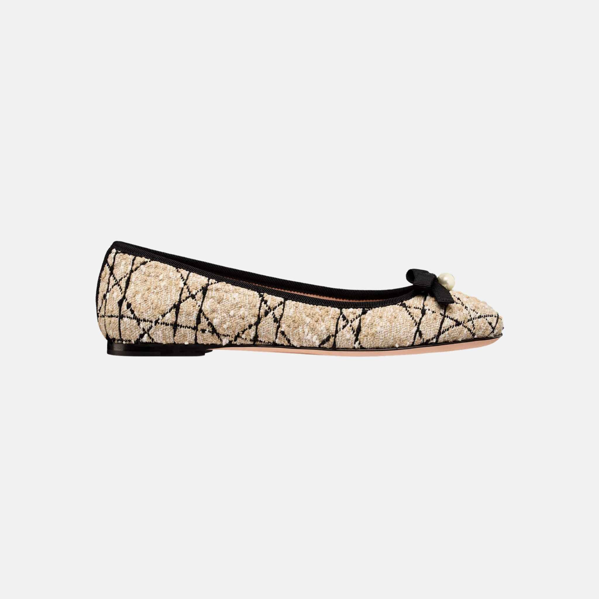 Ballet Flat Beige And Black Cannage Tweed - Image 2
