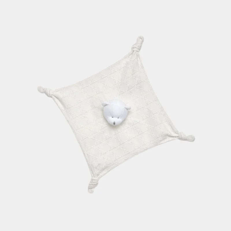 Bear Lovey Blanket Ivory Cannage Cotton Voile and Jersey
