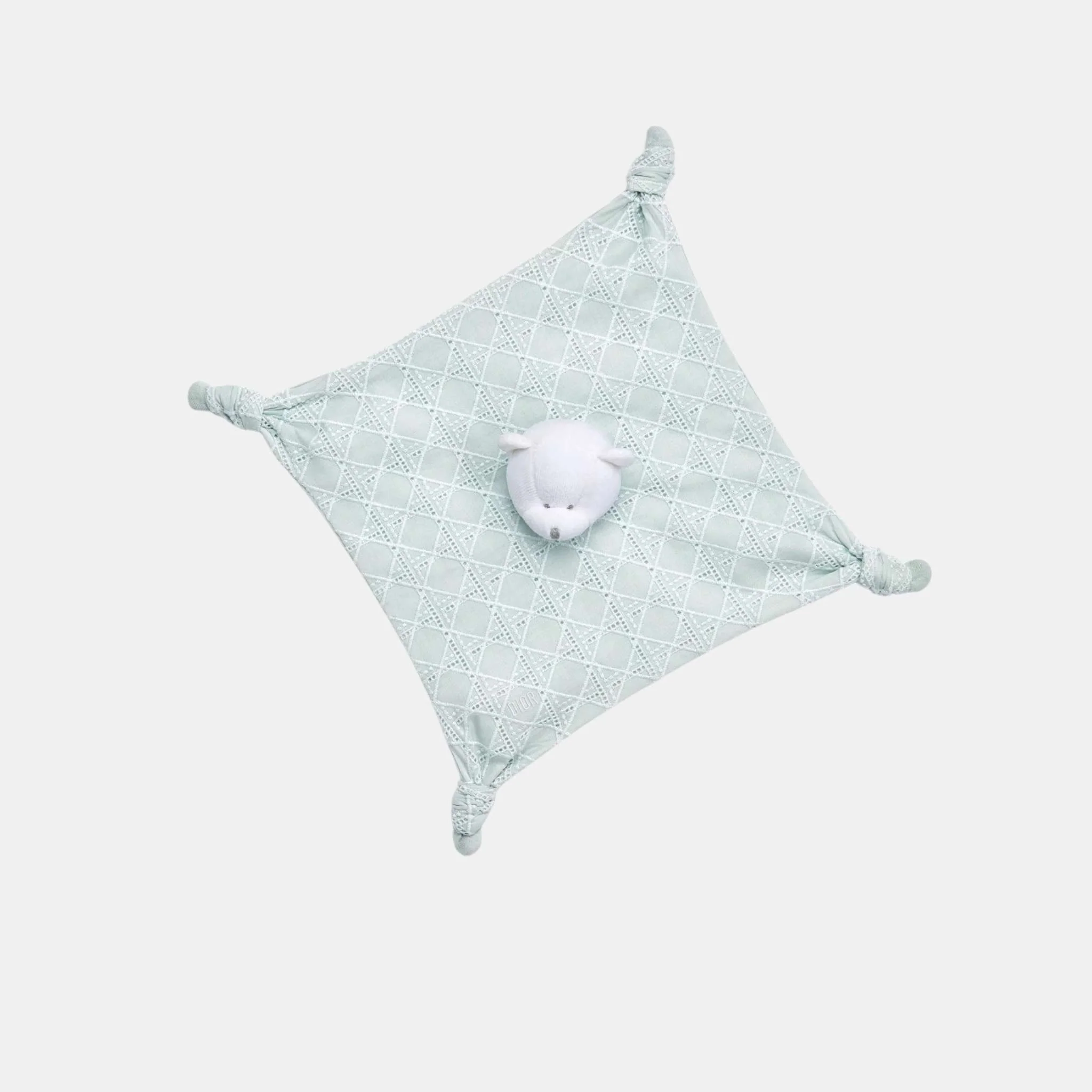 Bear Lovey Blanket Light Blue Cannage Cotton Voile and Jersey