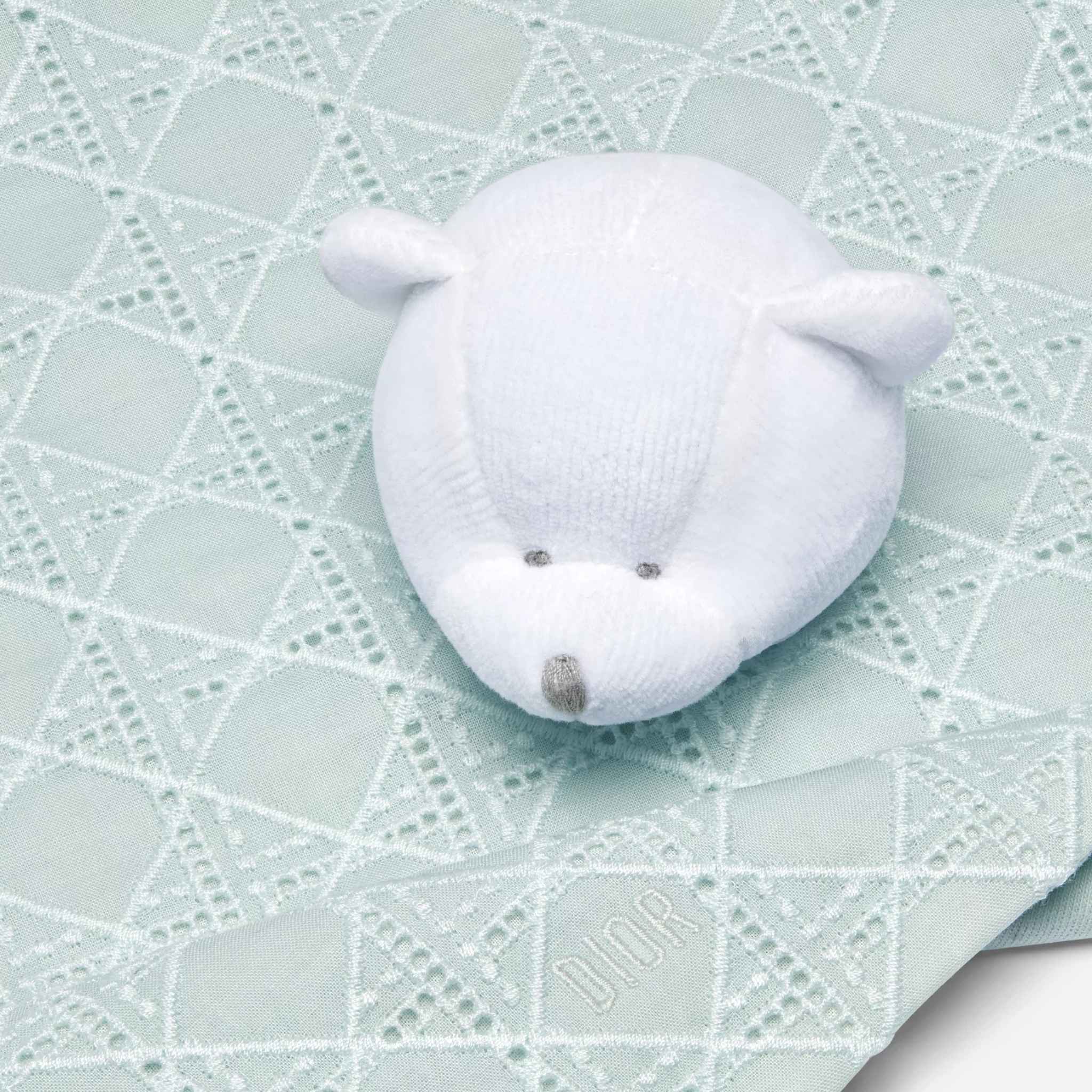 Bear Lovey Blanket Light Blue Cannage Cotton Voile and Jersey - Image 2