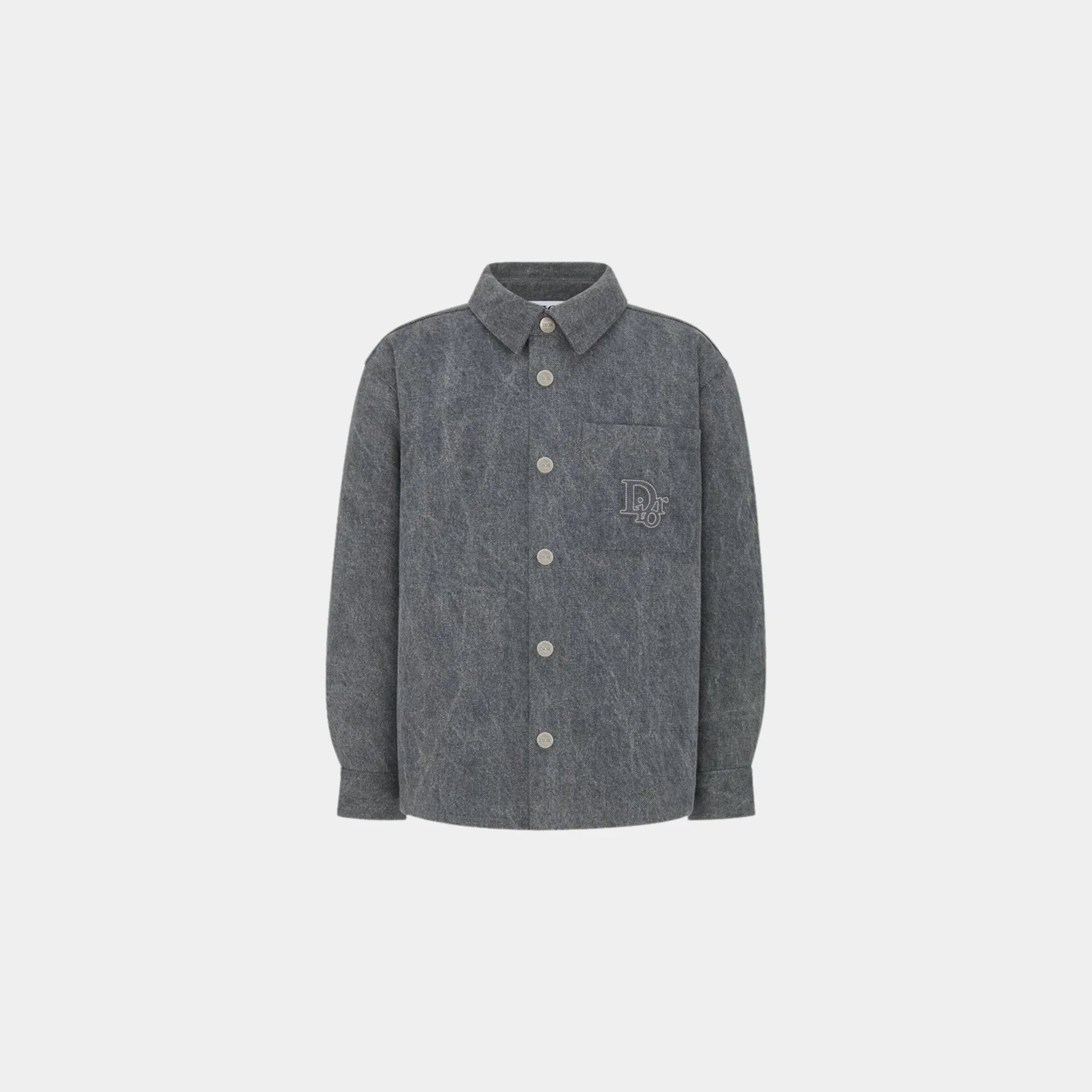 Childrens Overshirt Washed Gray Cotton Canvas