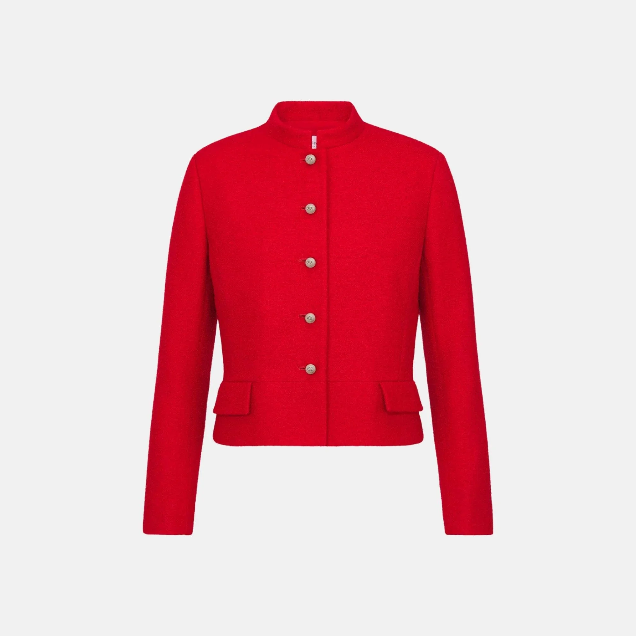 Cropped Jacket Red Wool And Silk