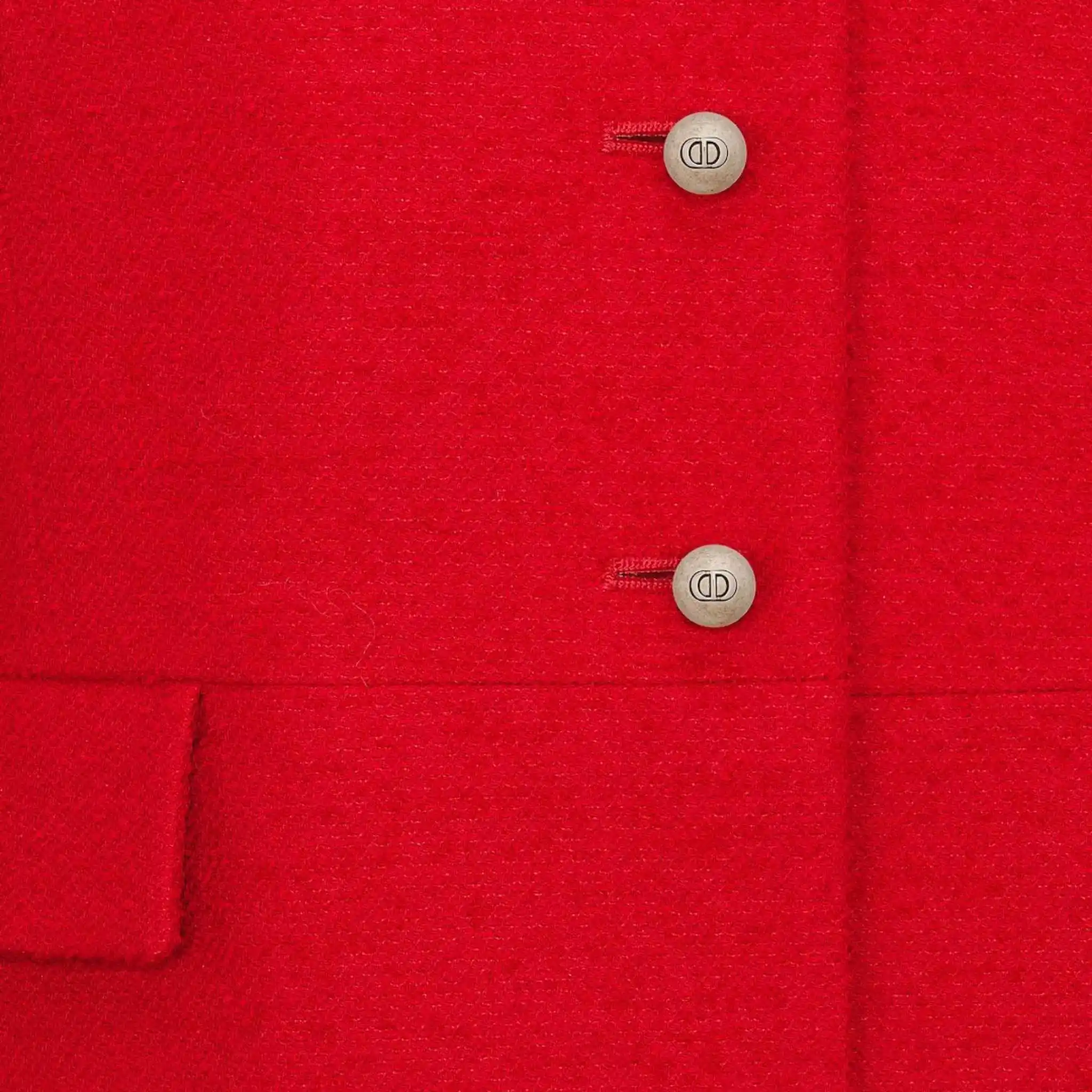 Cropped Jacket Red Wool And Silk - Image 3