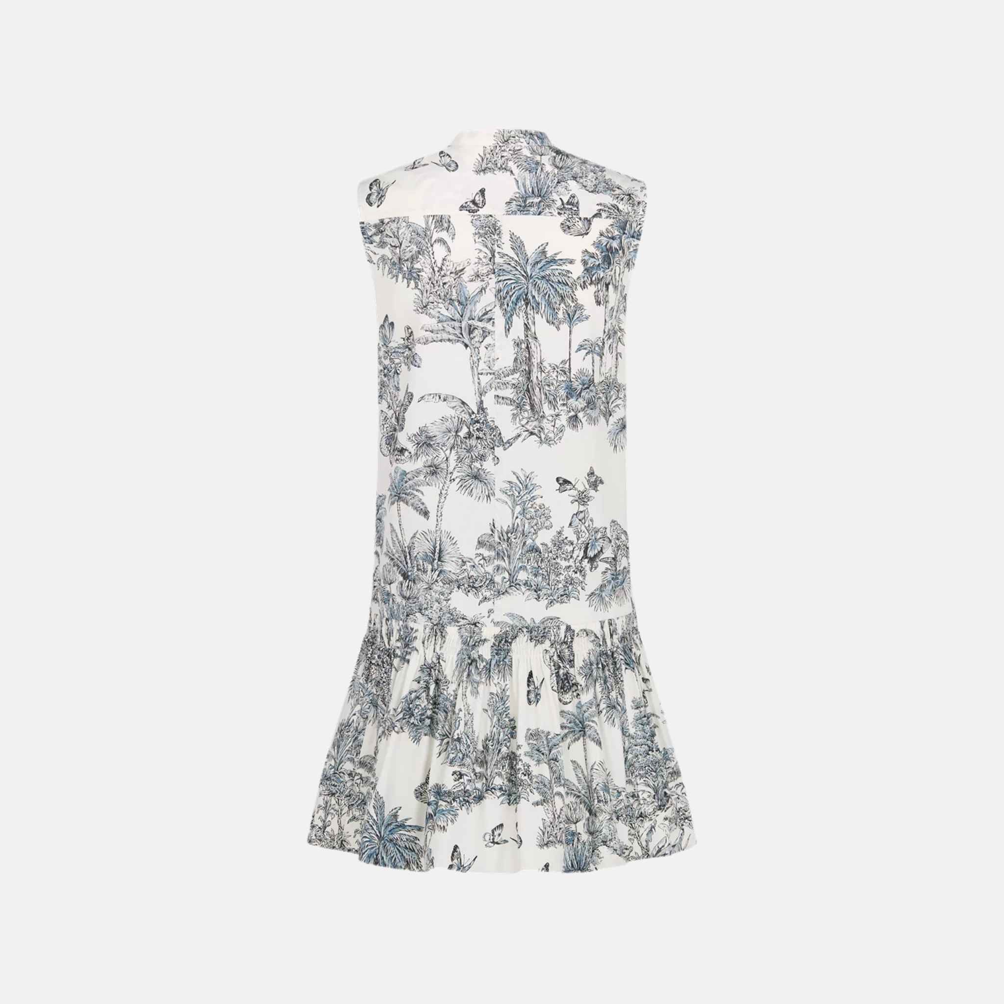Dioriviera Straight Ruffled Dress In Toile De Jouy Cotton Silk - Image 2