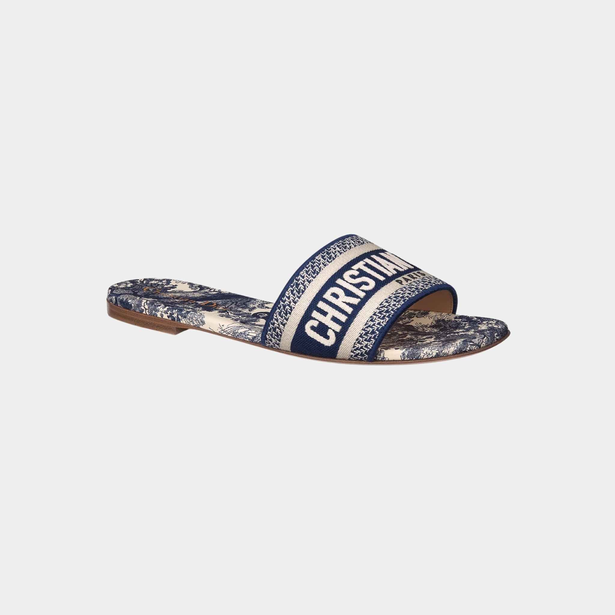 Dway Slide Embroidered Cotton Vibrant Blue - Image 2