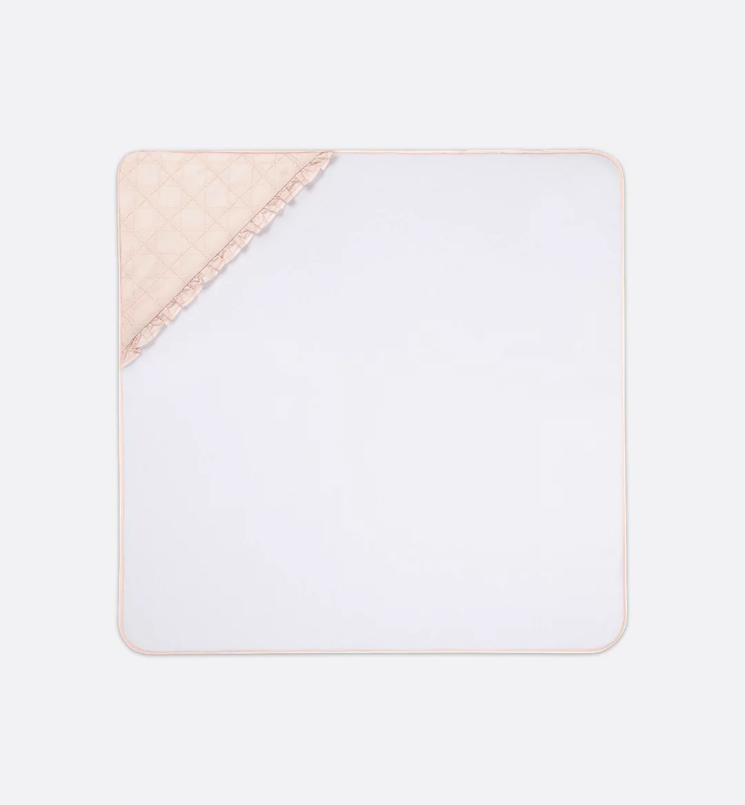 Hooded Baby Towel Ivory Cotton Terry and Pale Pink Cannage