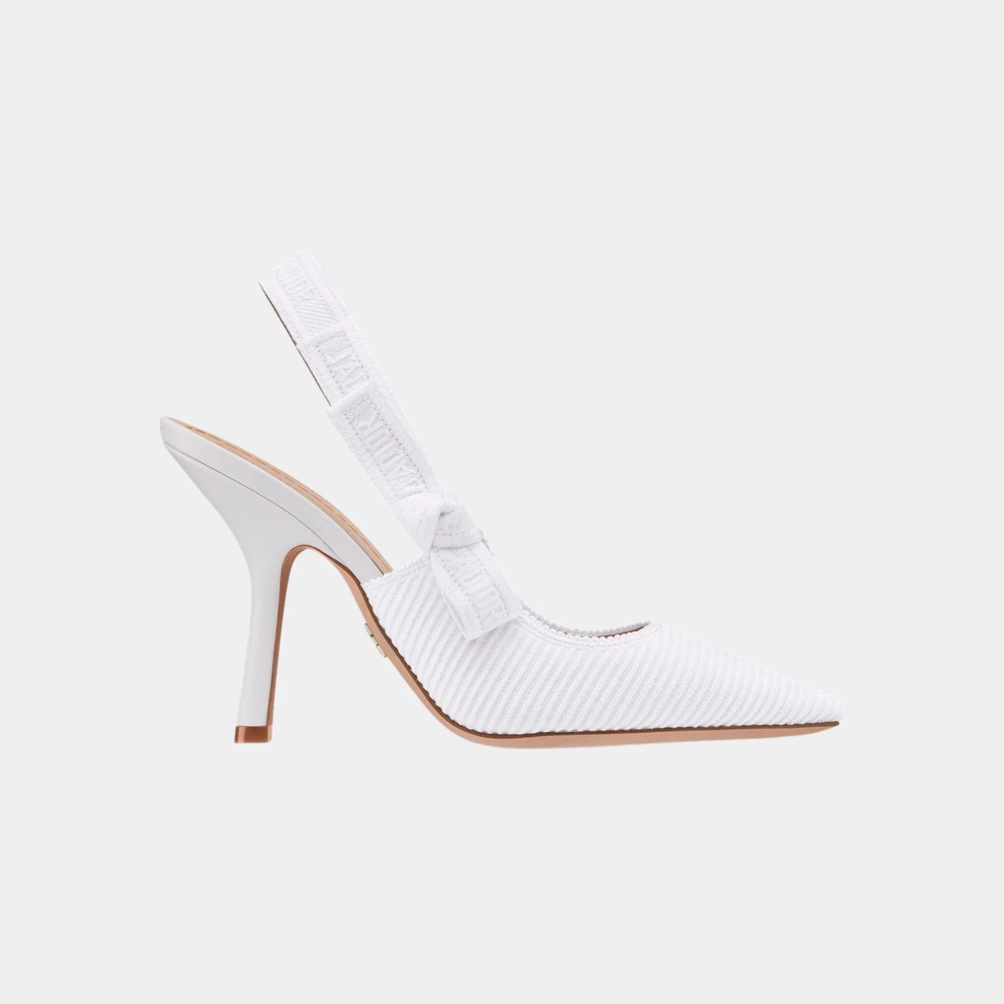 J Adior Slingback Pumps Embroidered Cotton