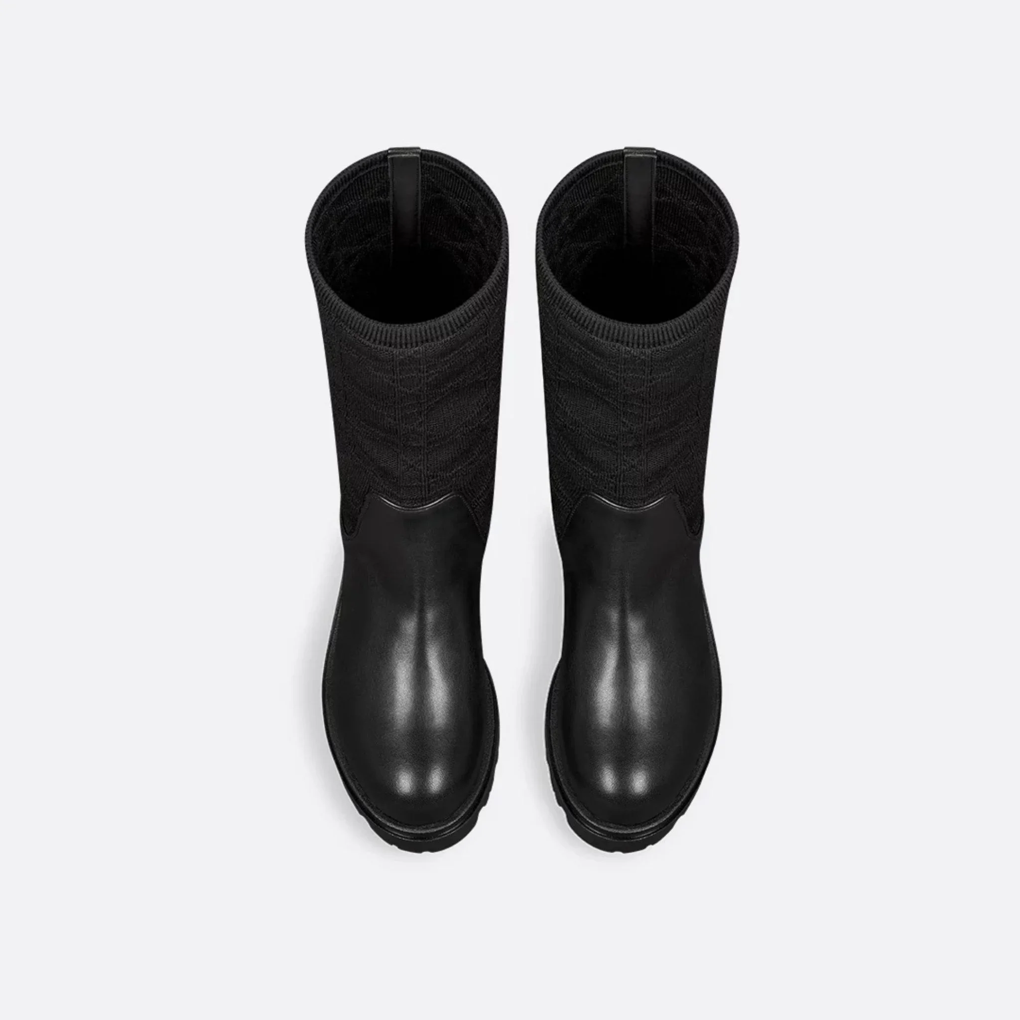 Kids Boot Black Cannage Jacquard Knit and Calfskin - Image 3