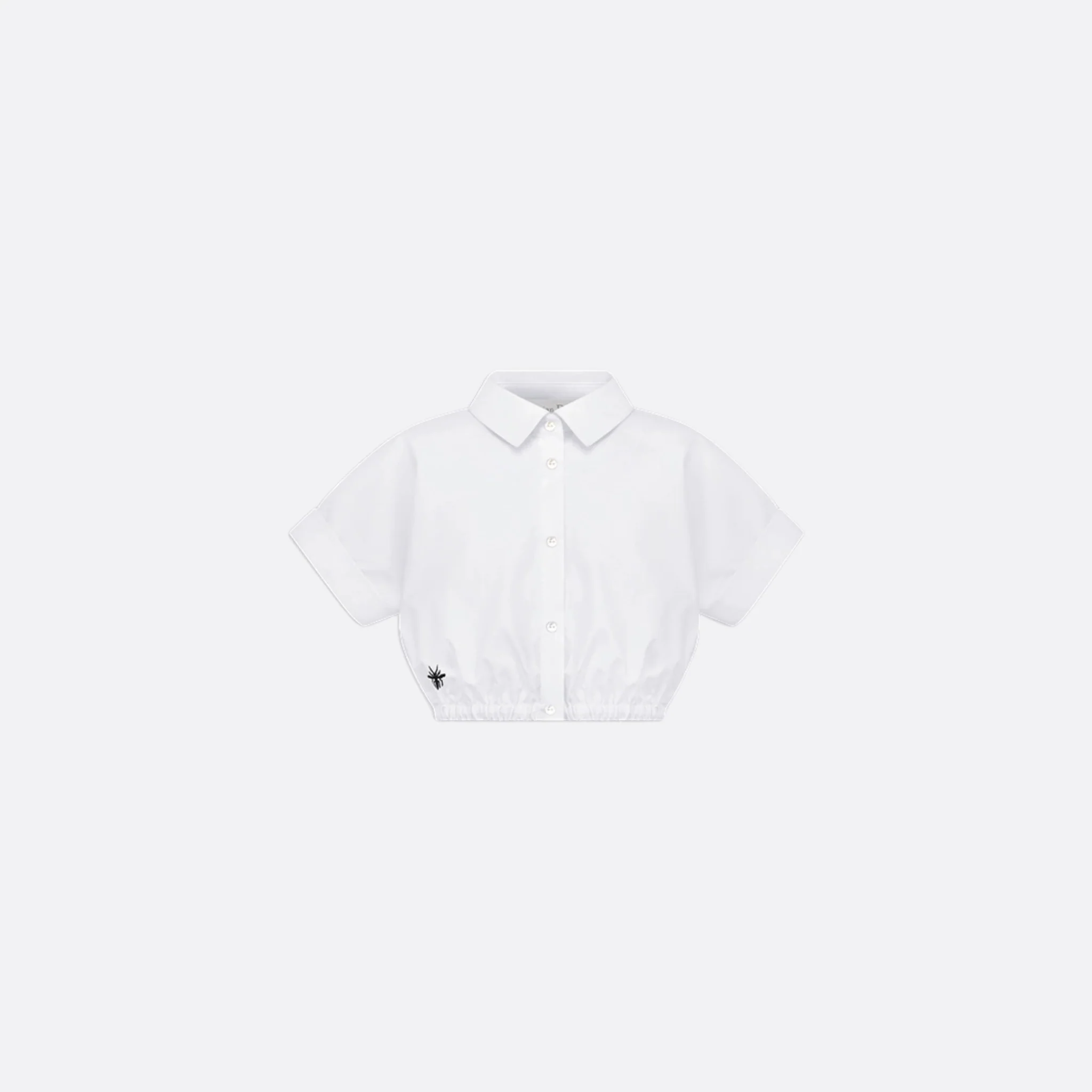Kids Cropped Shirt White Cotton Poplin