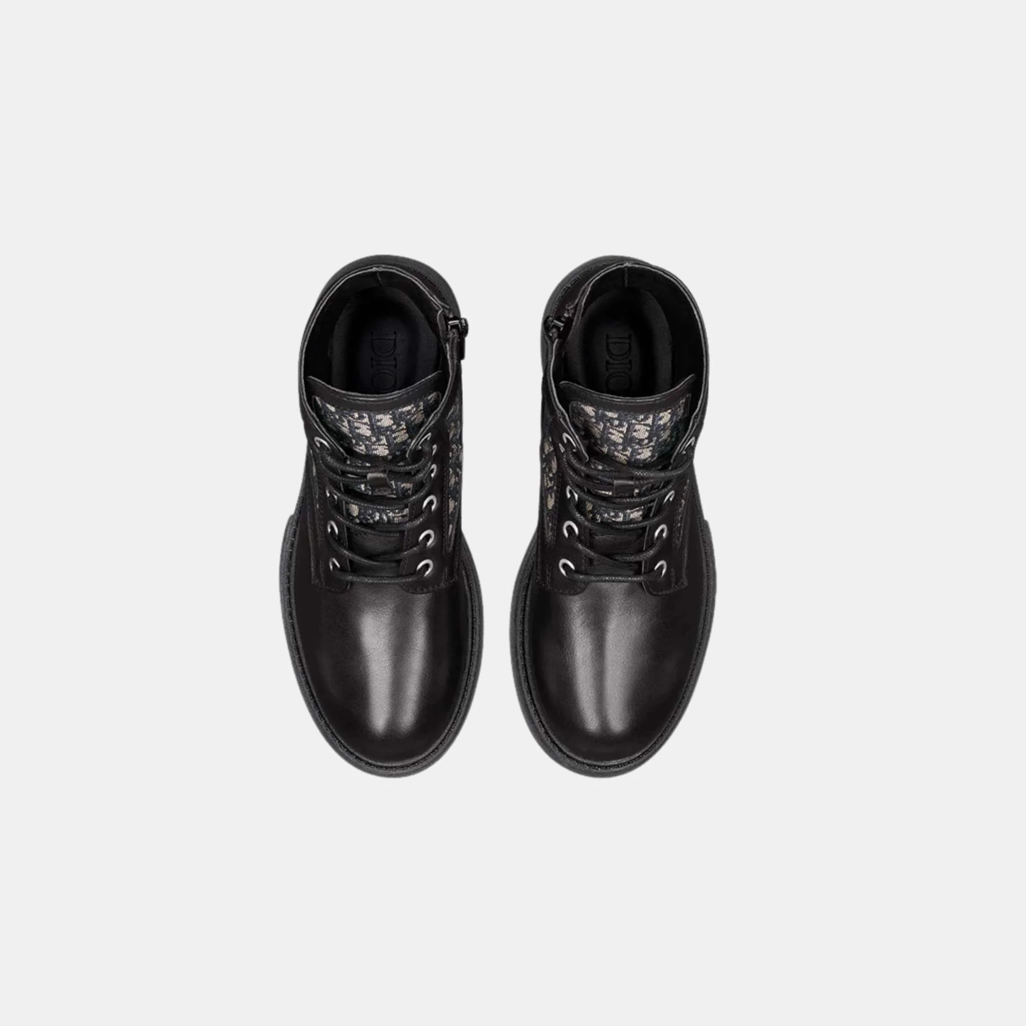 Kids Explorer Ankle Boot in Black Calfskin and Oblique Jacquard - Image 2