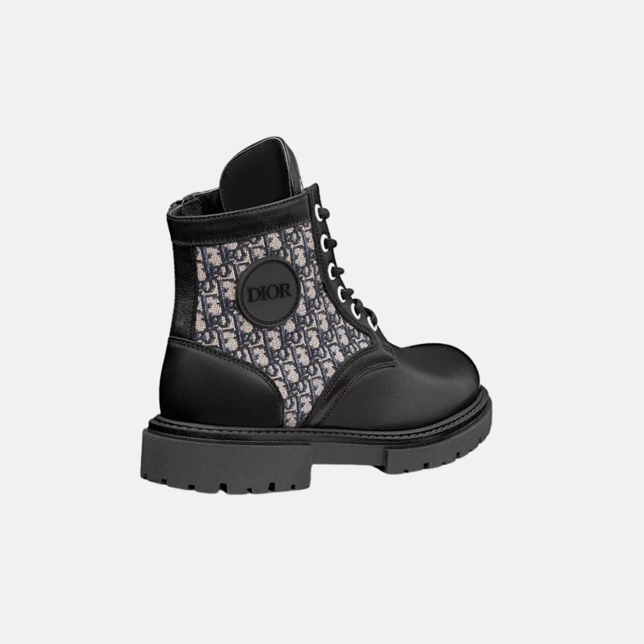 Kids Explorer Ankle Boot in Black Calfskin and Oblique Jacquard - Image 3