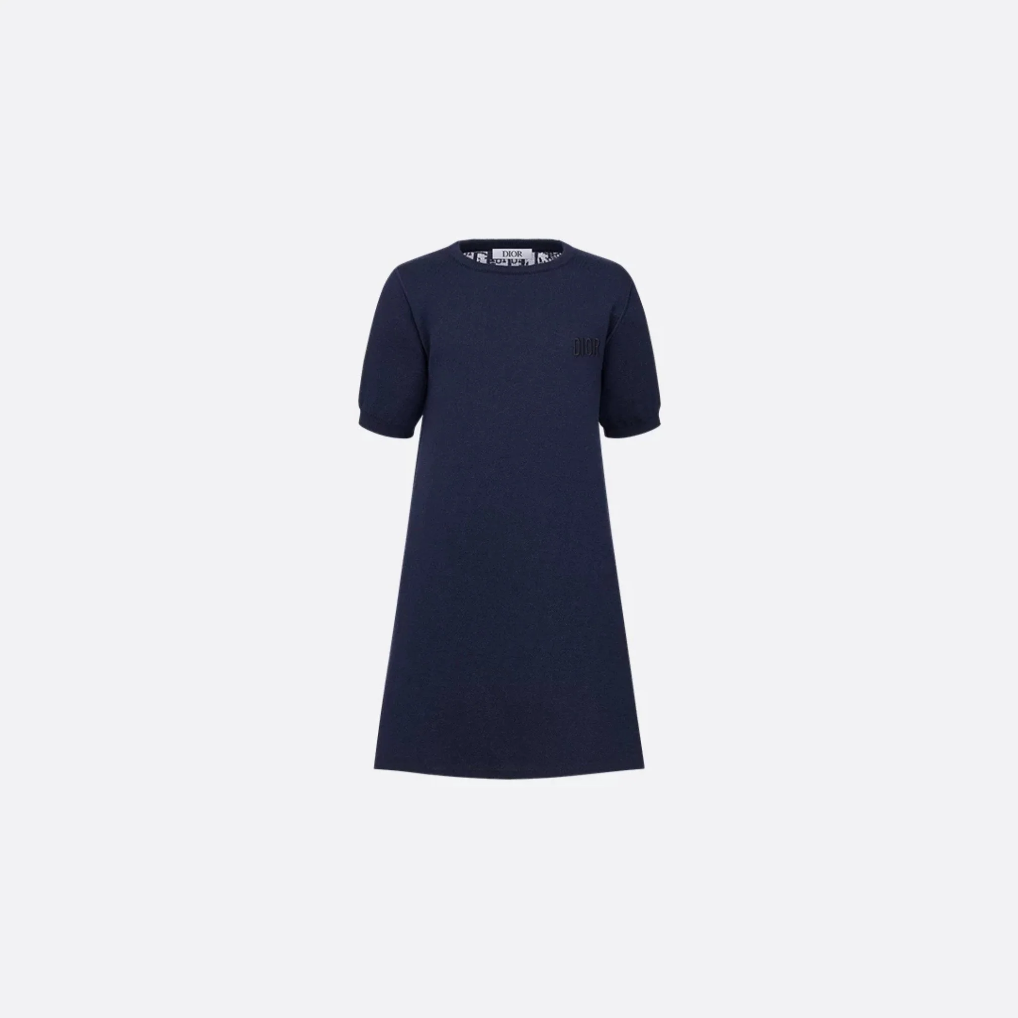 Kids Reversible A-Line Dress in Navy Wool & Jacquard