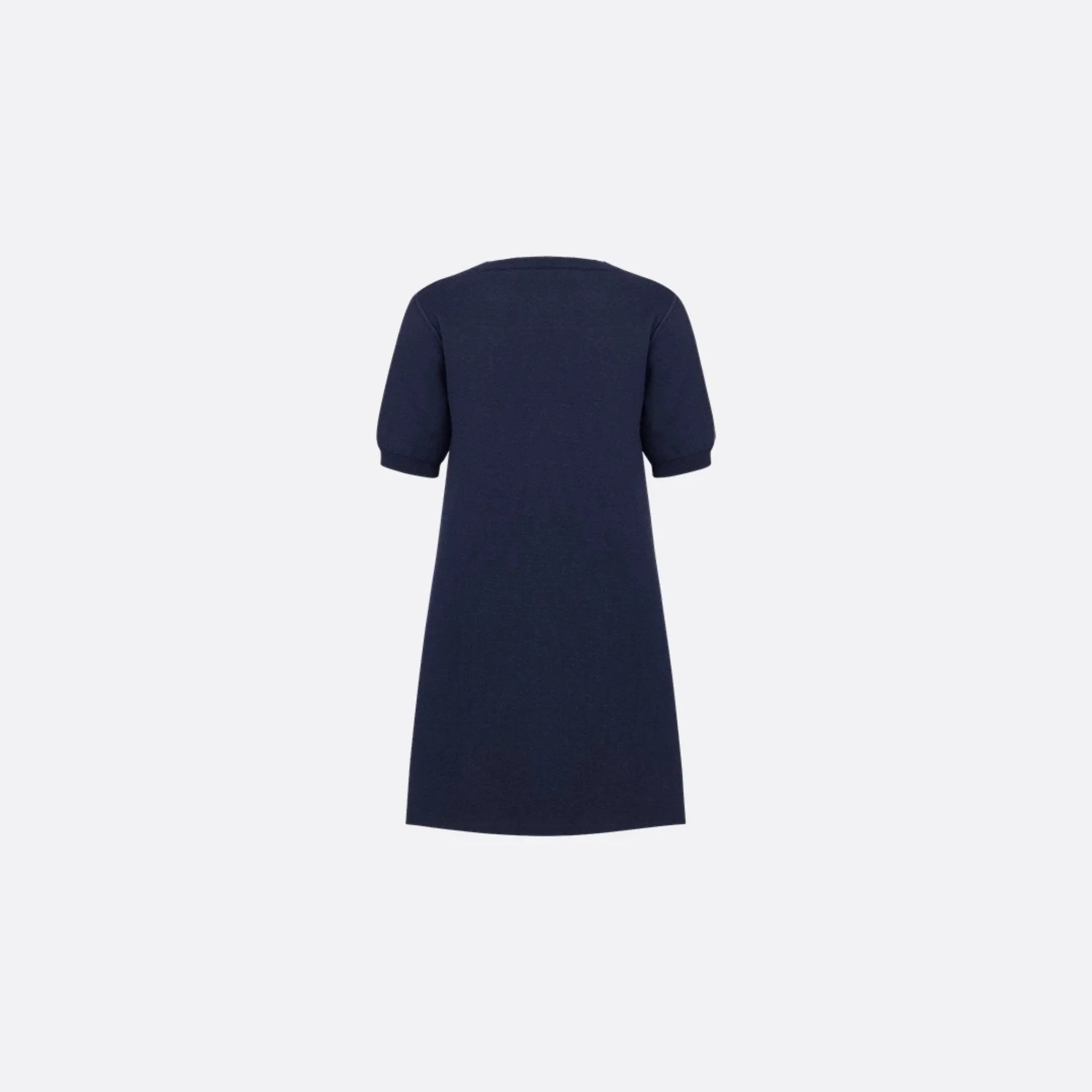Kids Reversible A-Line Dress in Navy Wool & Jacquard - Image 2