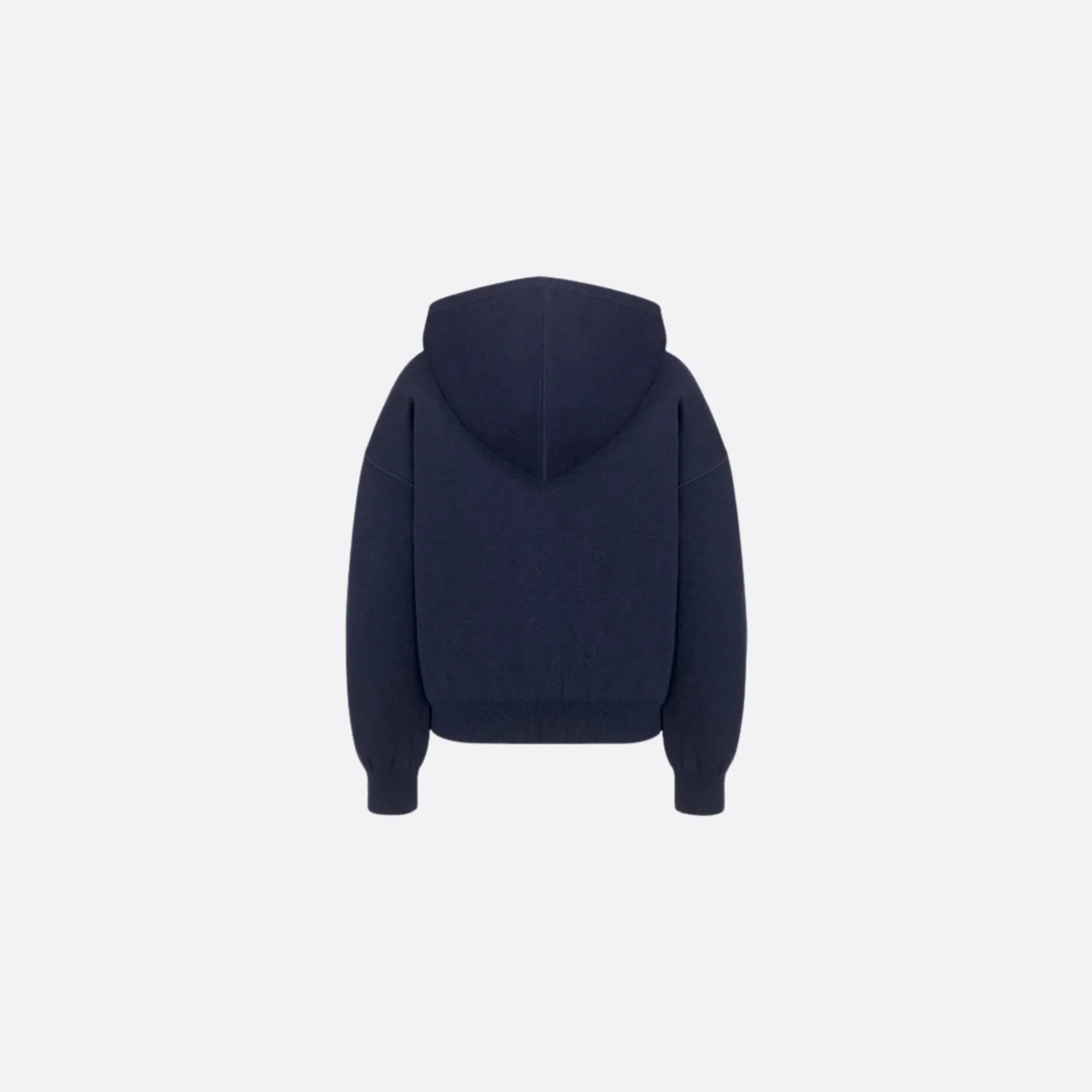 Kids Reversible Navy Blue Wool Knit Zipped Cardigan with Hood - Image 3