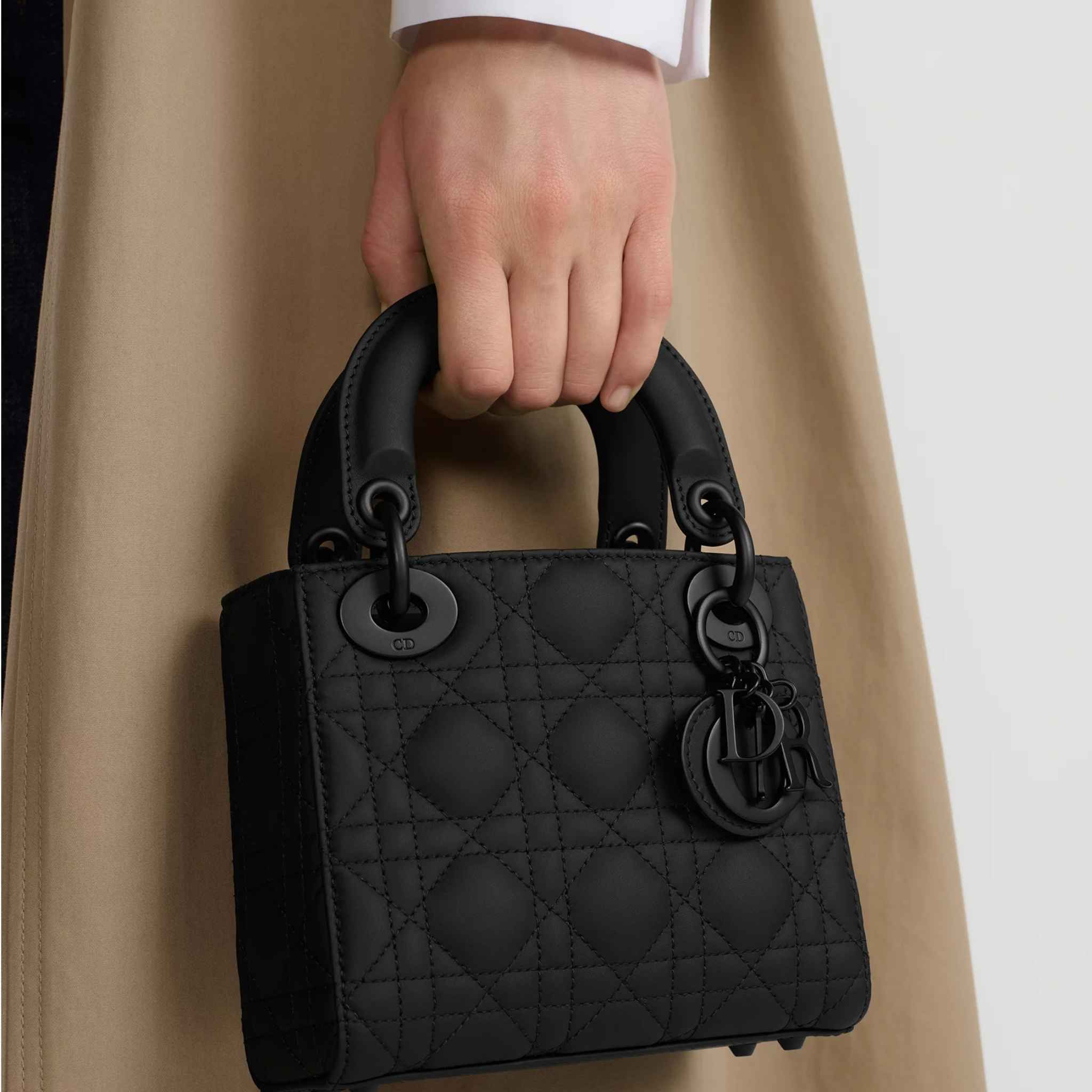 Mini Lady Dior Bag Black Ultramatte - Image 3